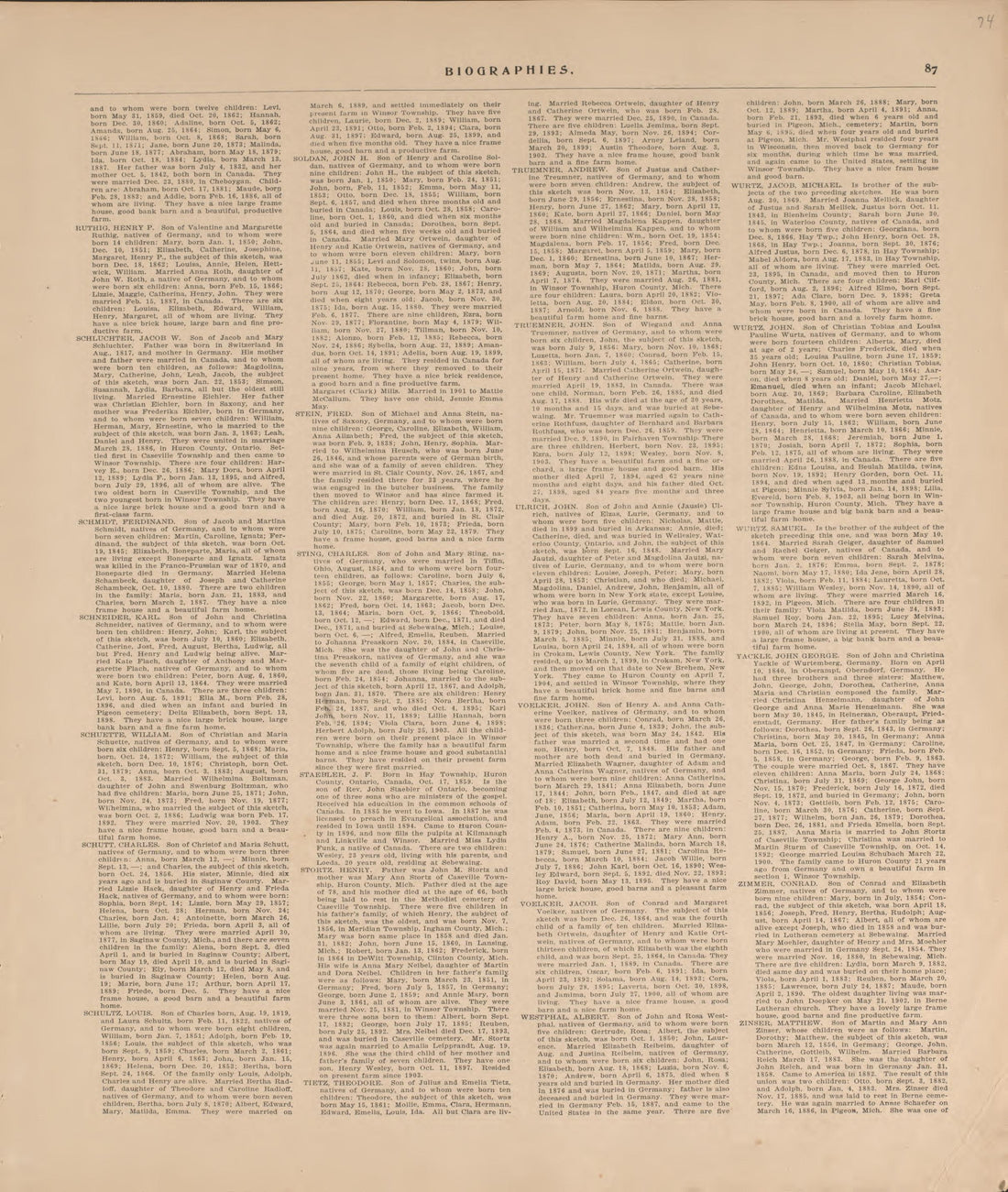 Biographies, P.5 from Plat Book of Huron County, Michigan : Also Patron&