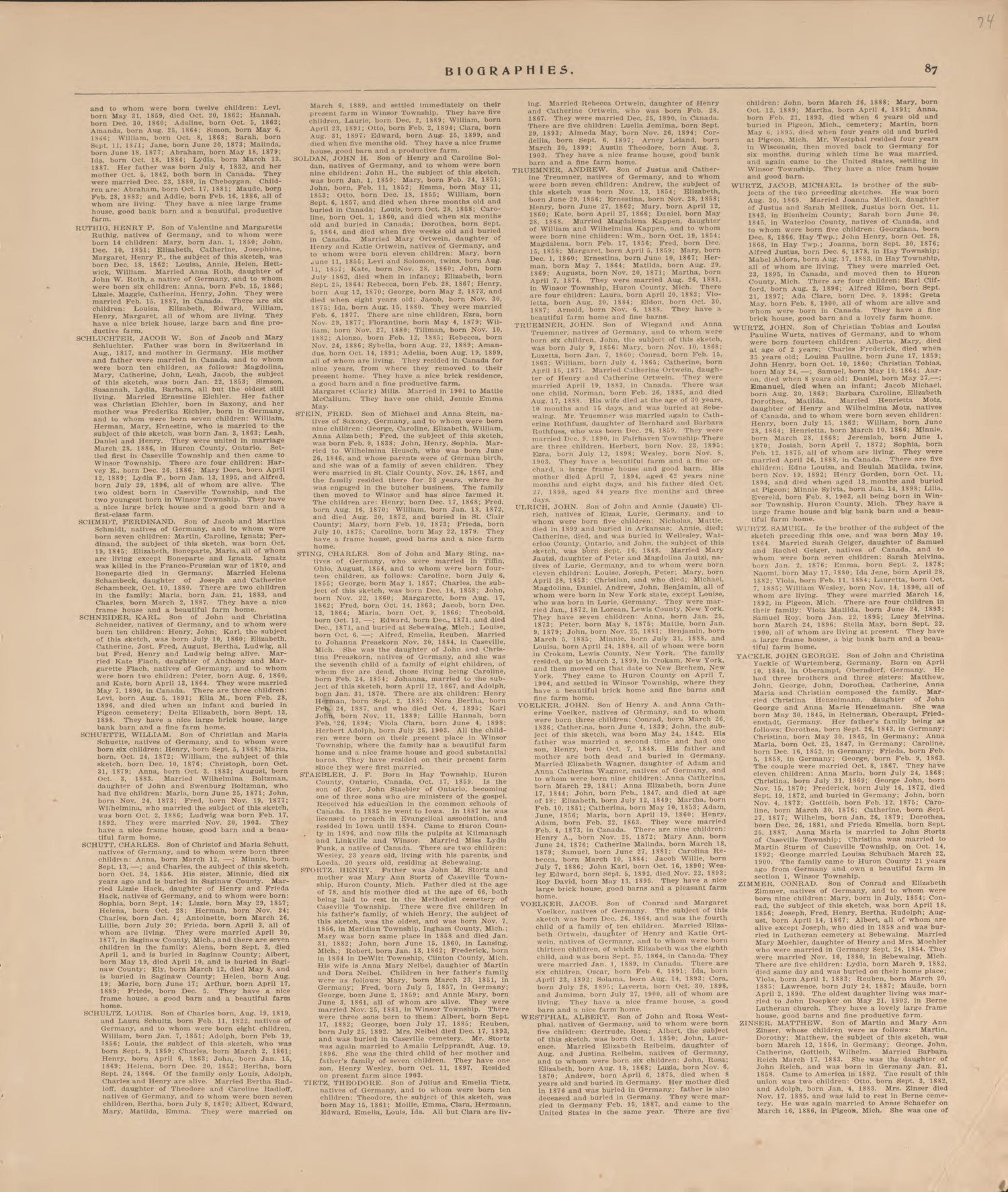 Biographies, P.5 from Plat Book of Huron County, Michigan : Also Patron&