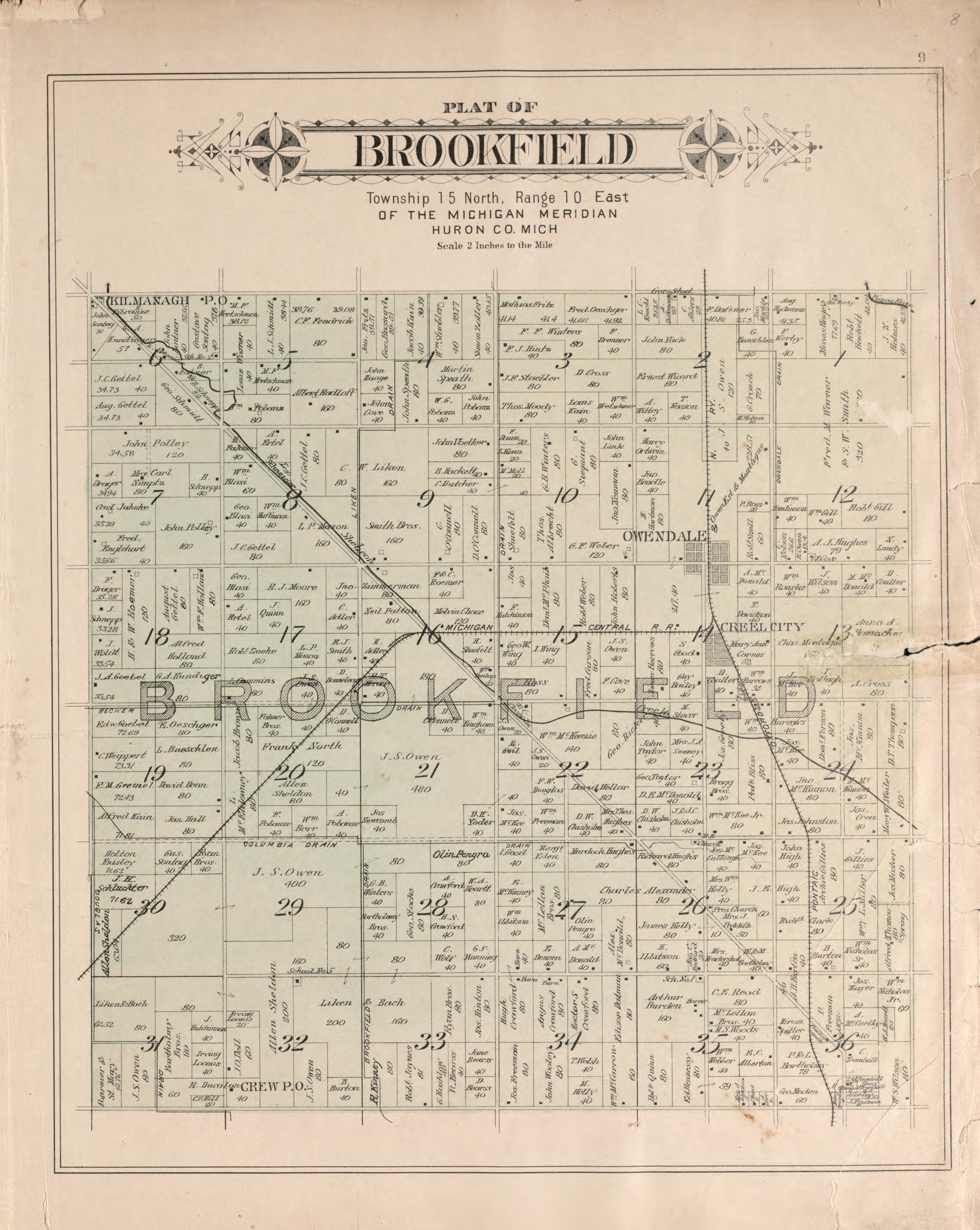 Brookfield from Plat Book of Huron County, Michigan : Also Patron&