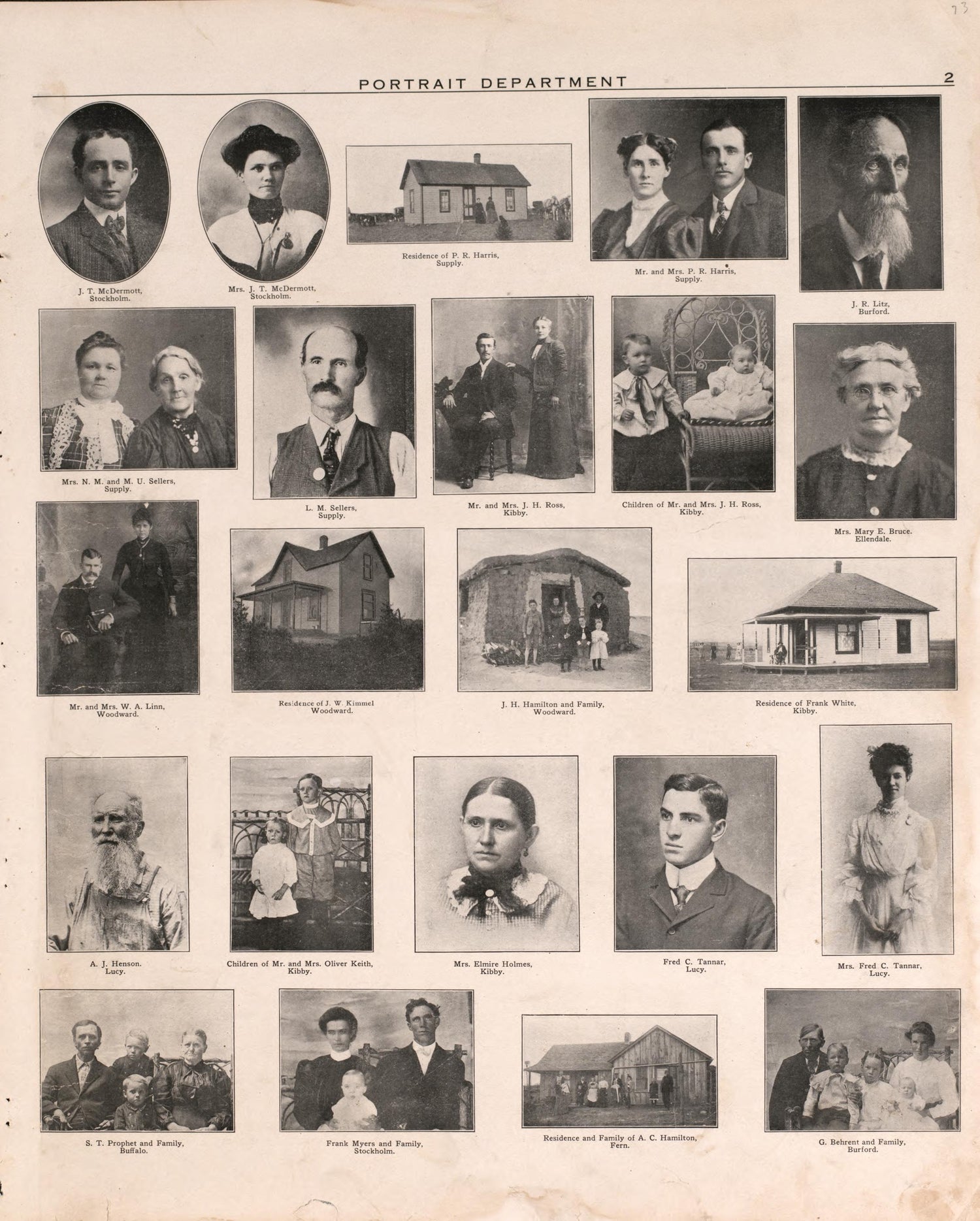 Portrait Section 3, P. 3 from Plat Book of Harper County, Oklahoma : Containing Maps of Villages, Cities and Townships of the County, and of the State, United States and World : Portraits of Representative Citizens and Leading … 1910 by Relic Map Company