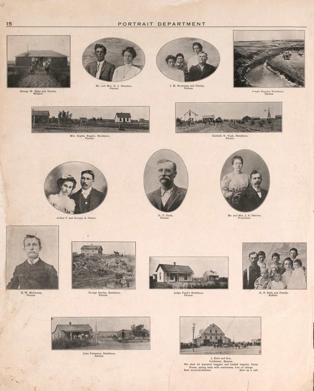 Portrait Section 3 from Plat Book of Harper County, Oklahoma : Containing Maps of Villages, Cities and Townships of the County, and of the State, United States and World : Portraits of Representative Citizens and Leading … 1910 by Relic Map Company