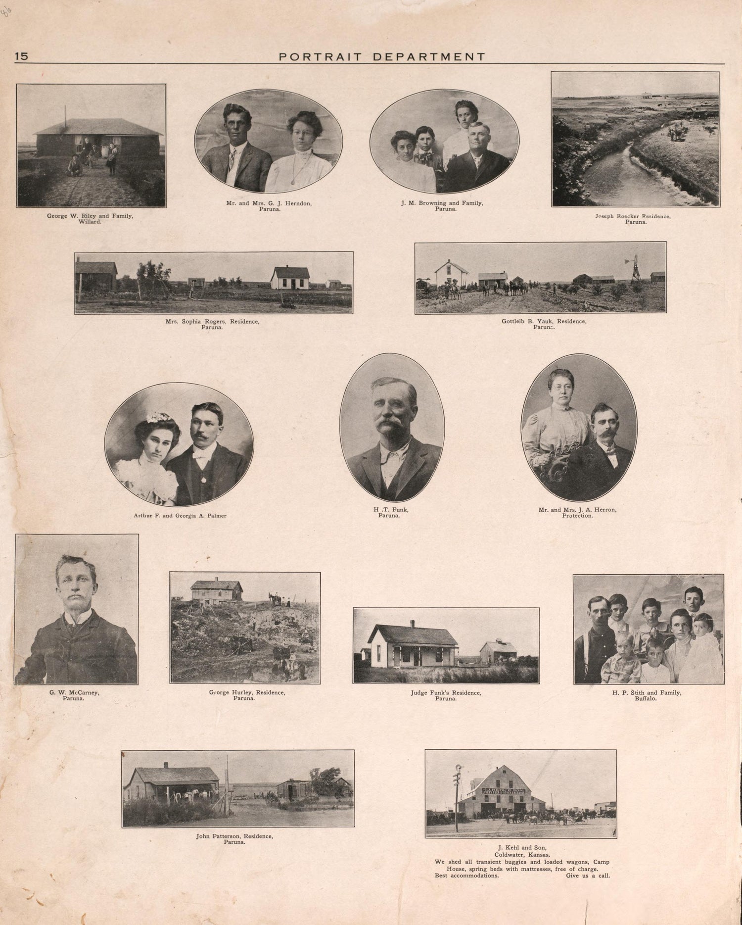Portrait Section 3 from Plat Book of Harper County, Oklahoma : Containing Maps of Villages, Cities and Townships of the County, and of the State, United States and World : Portraits of Representative Citizens and Leading … 1910 by Relic Map Company