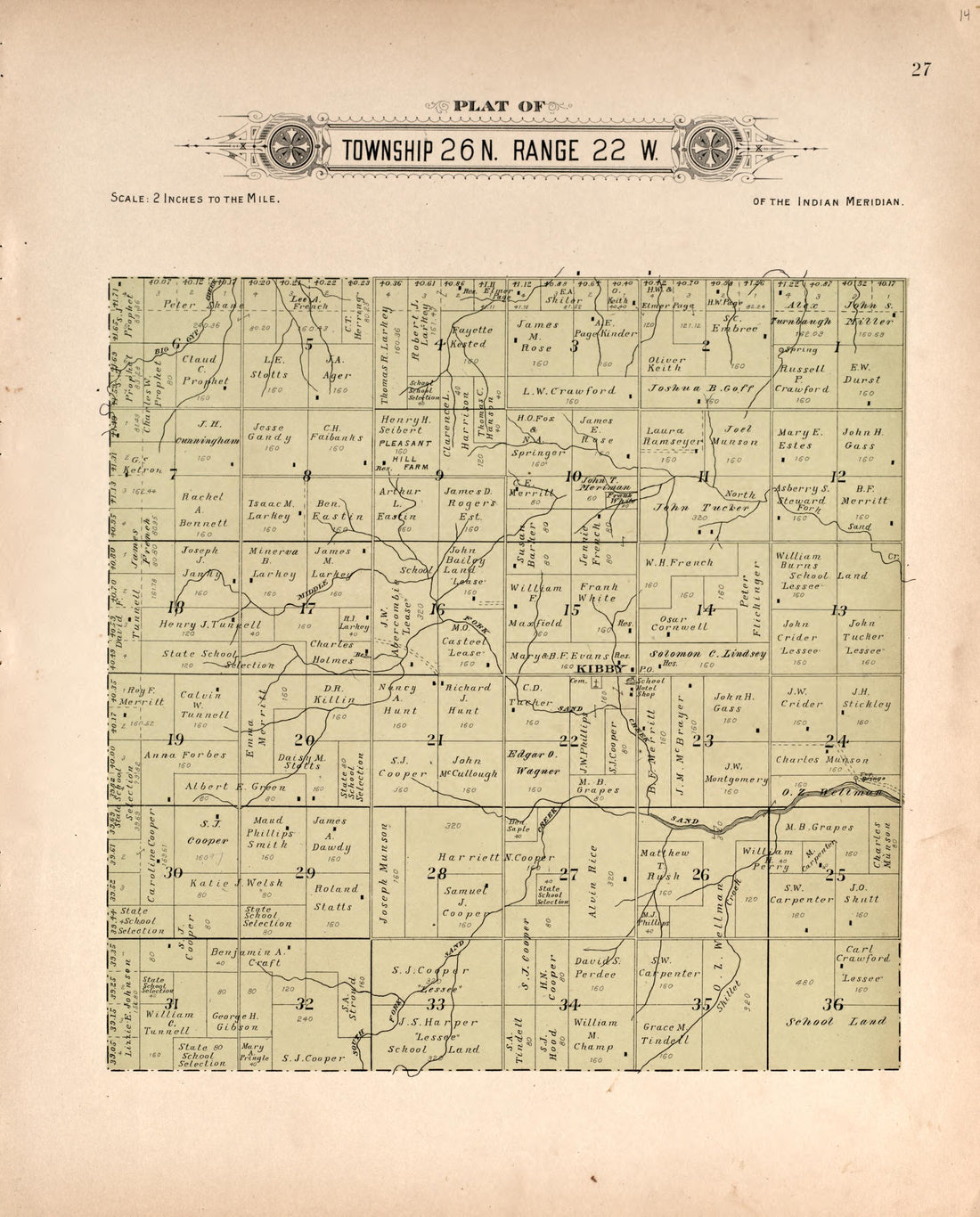Township 26 Range 22 W from Plat Book of Harper County, Oklahoma : Containing Maps of Villages, Cities and Townships of the County, and of the State, United States and World : Portraits of Representative Citizens and Leading … 1910 by Relic Map Company
