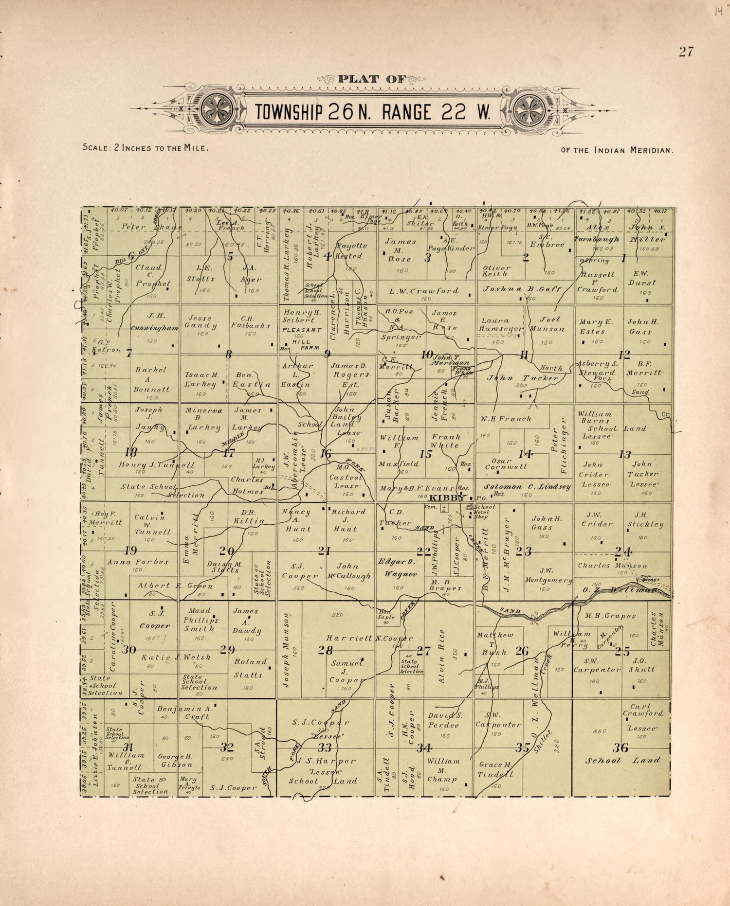 Township 26 Range 22 W from Plat Book of Harper County, Oklahoma : Containing Maps of Villages, Cities and Townships of the County, and of the State, United States and World : Portraits of Representative Citizens and Leading … 1910 by Relic Map Company