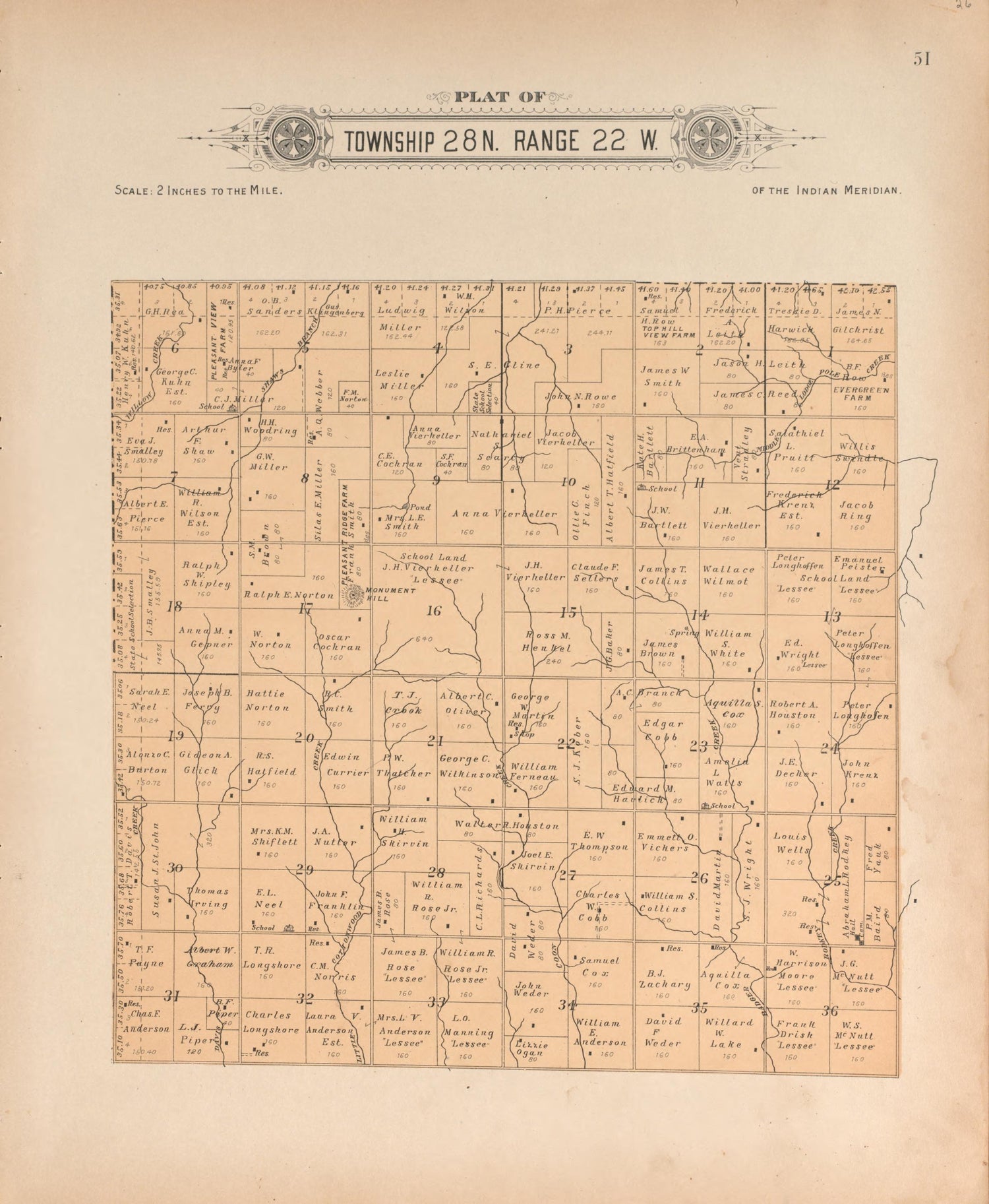 Township 28 Range 22 W from Plat Book of Harper County, Oklahoma : Containing Maps of Villages, Cities and Townships of the County, and of the State, United States and World : Portraits of Representative Citizens and Leading … 1910 by Relic Map Company