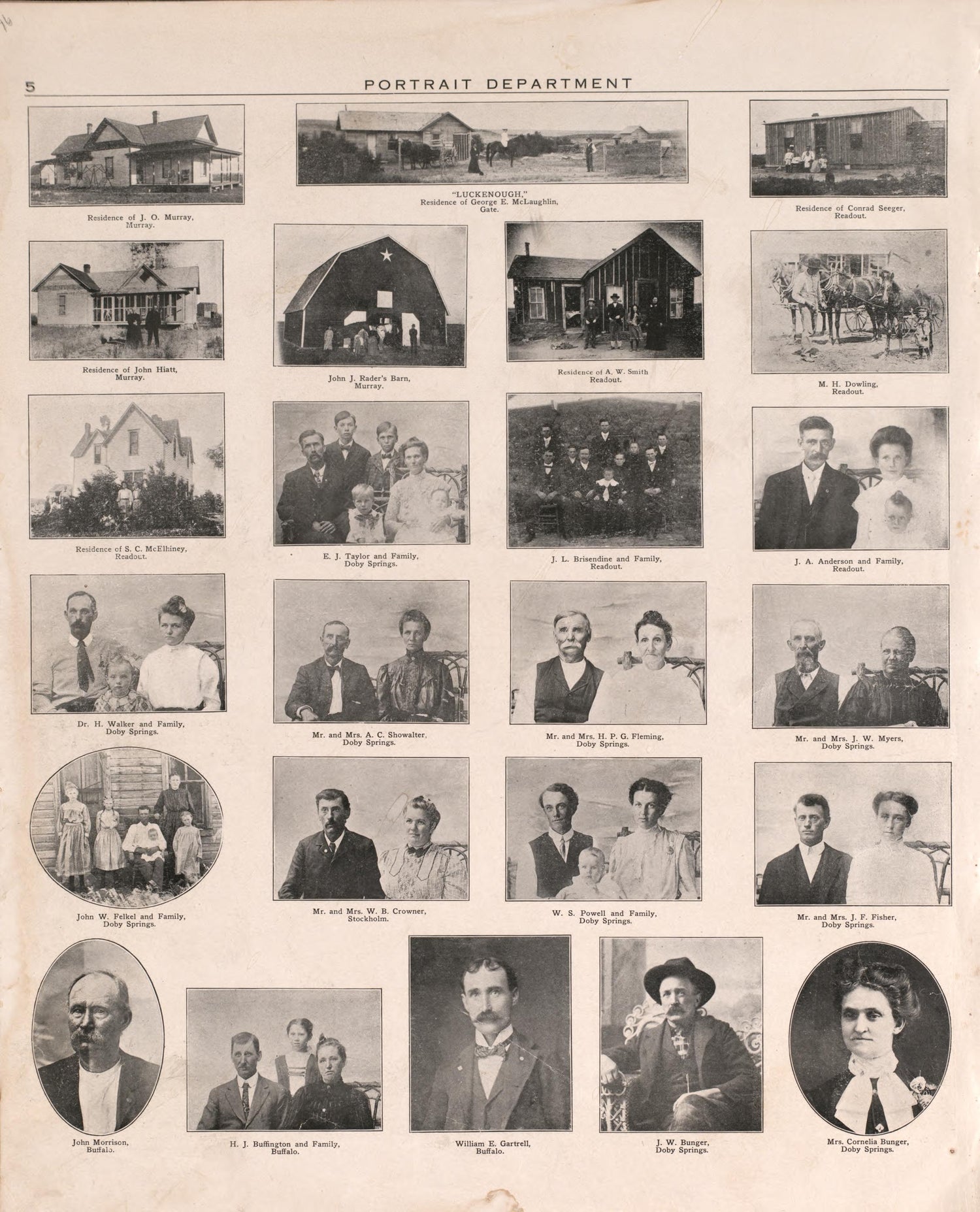 Portrait Section 3, P. 6 from Plat Book of Harper County, Oklahoma : Containing Maps of Villages, Cities and Townships of the County, and of the State, United States and World : Portraits of Representative Citizens and Leading … 1910 by Relic Map Company