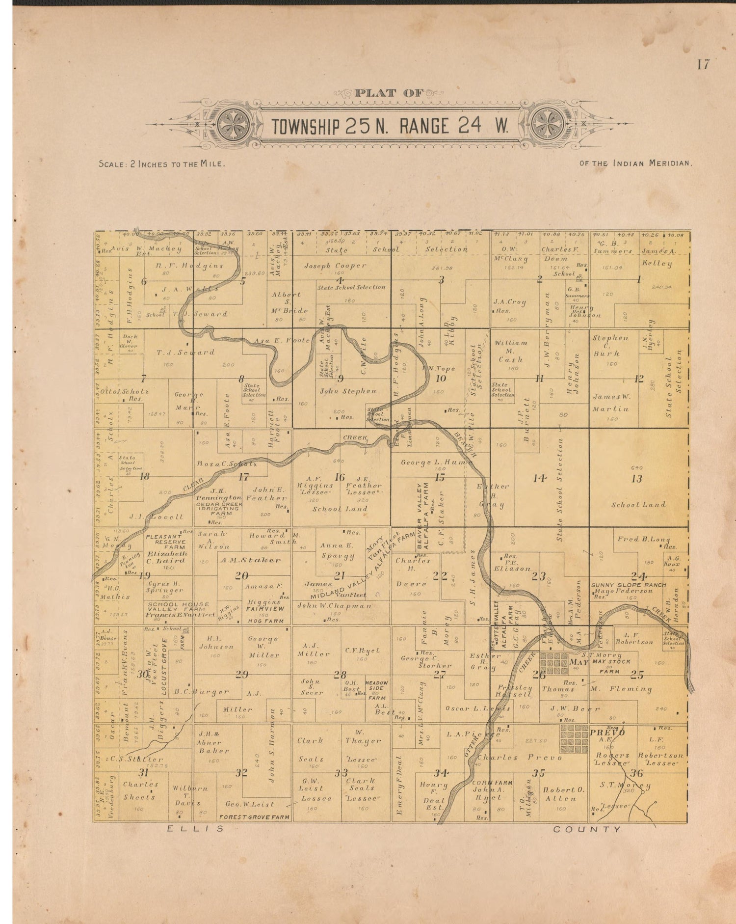 Township 25 Range 24 W from Plat Book of Harper County, Oklahoma : Containing Maps of Villages, Cities and Townships of the County, and of the State, United States and World : Portraits of Representative Citizens and Leading … 1910 by Relic Map Company