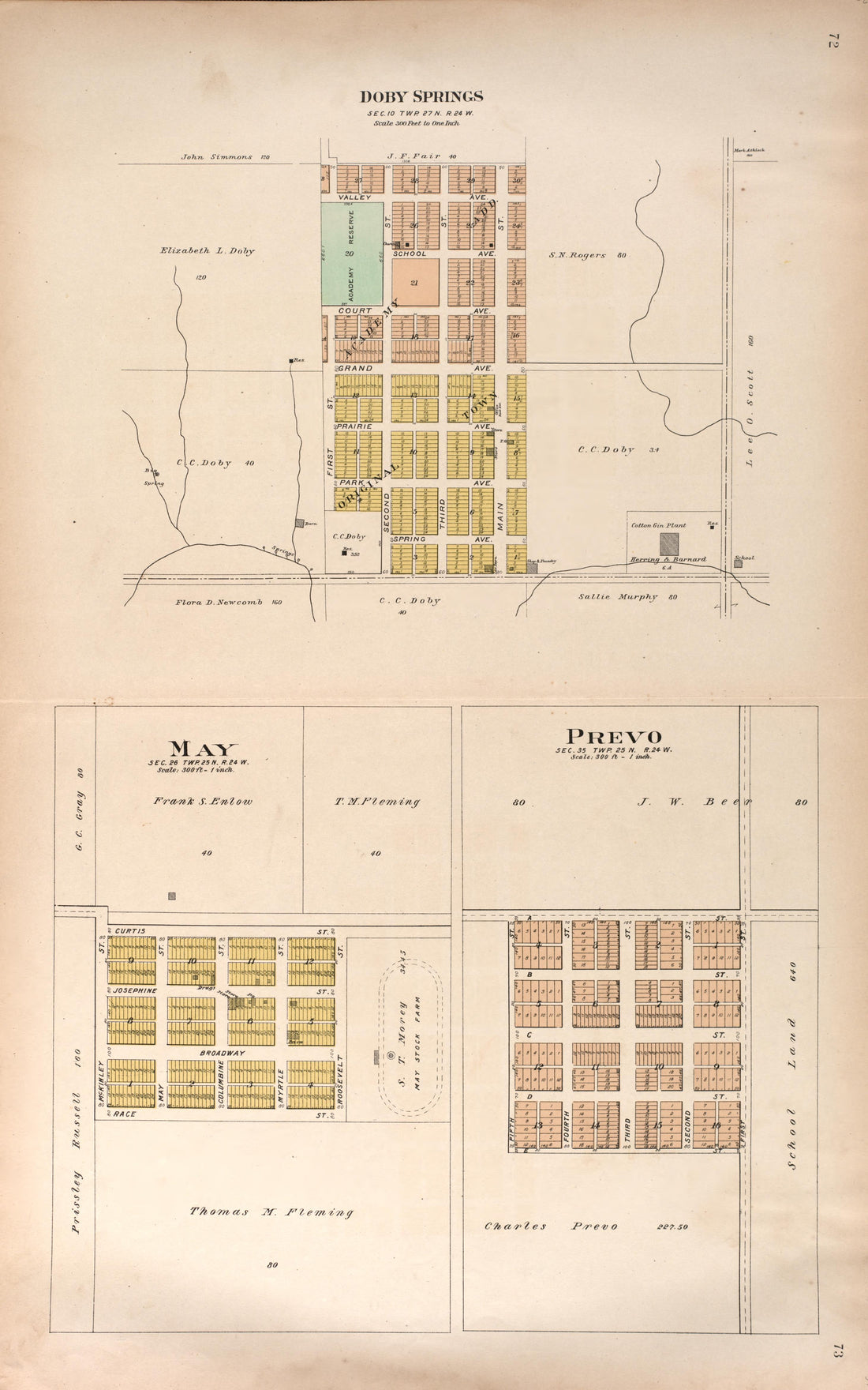 Doby Springs from Plat Book of Harper County, Oklahoma : Containing Maps of Villages, Cities and Townships of the County, and of the State, United States and World : Portraits of Representative Citizens and Leading … 1910 by Relic Map Company