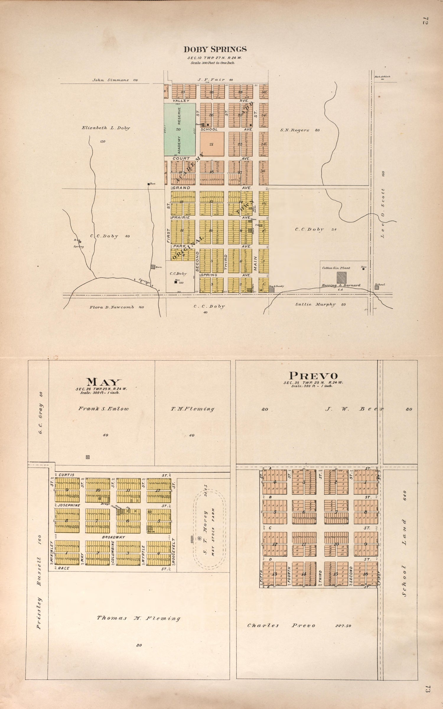 Doby Springs from Plat Book of Harper County, Oklahoma : Containing Maps of Villages, Cities and Townships of the County, and of the State, United States and World : Portraits of Representative Citizens and Leading … 1910 by Relic Map Company