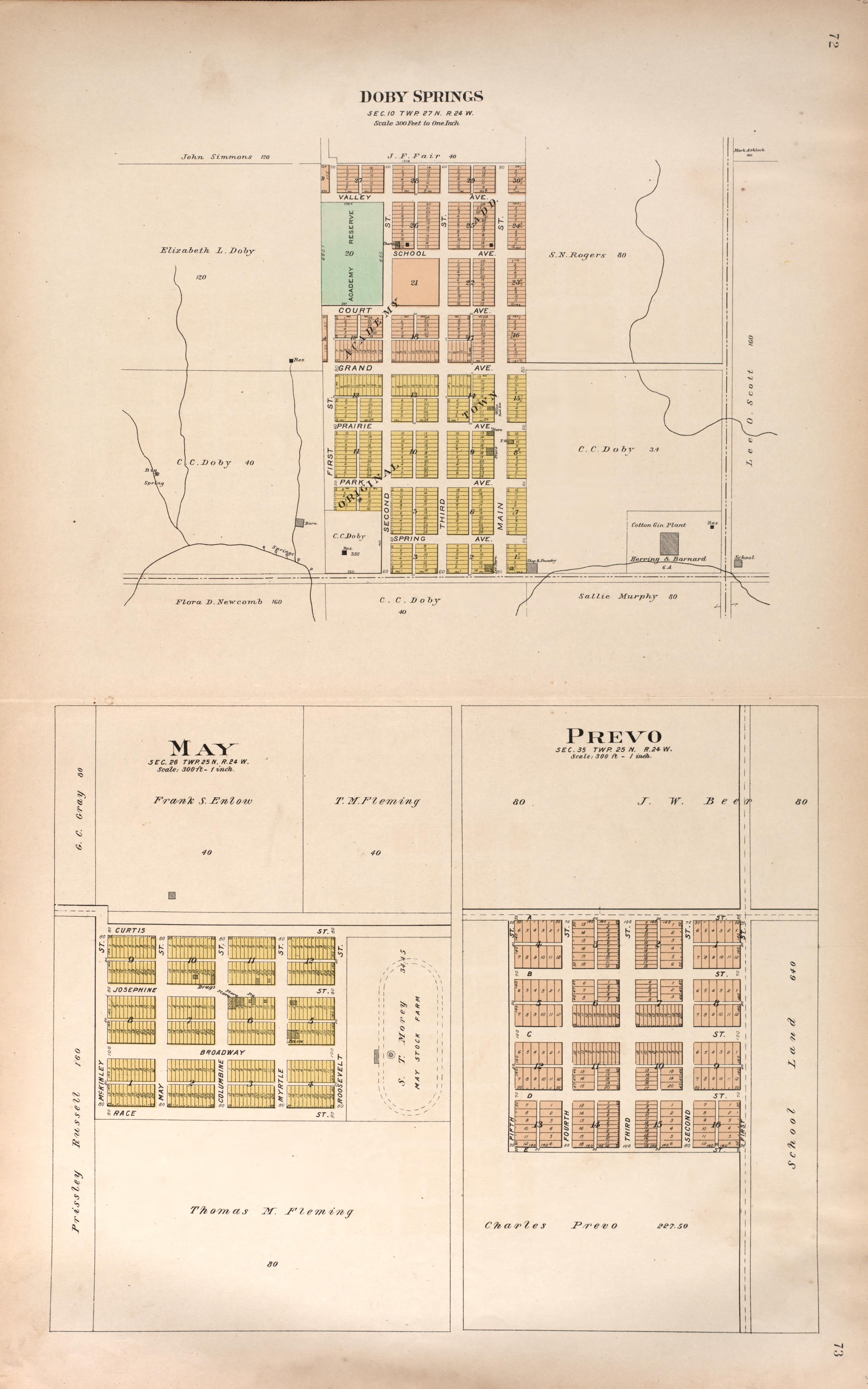 Doby Springs from Plat Book of Harper County, Oklahoma : Containing Maps of Villages, Cities and Townships of the County, and of the State, United States and World : Portraits of Representative Citizens and Leading … 1910 by Relic Map Company
