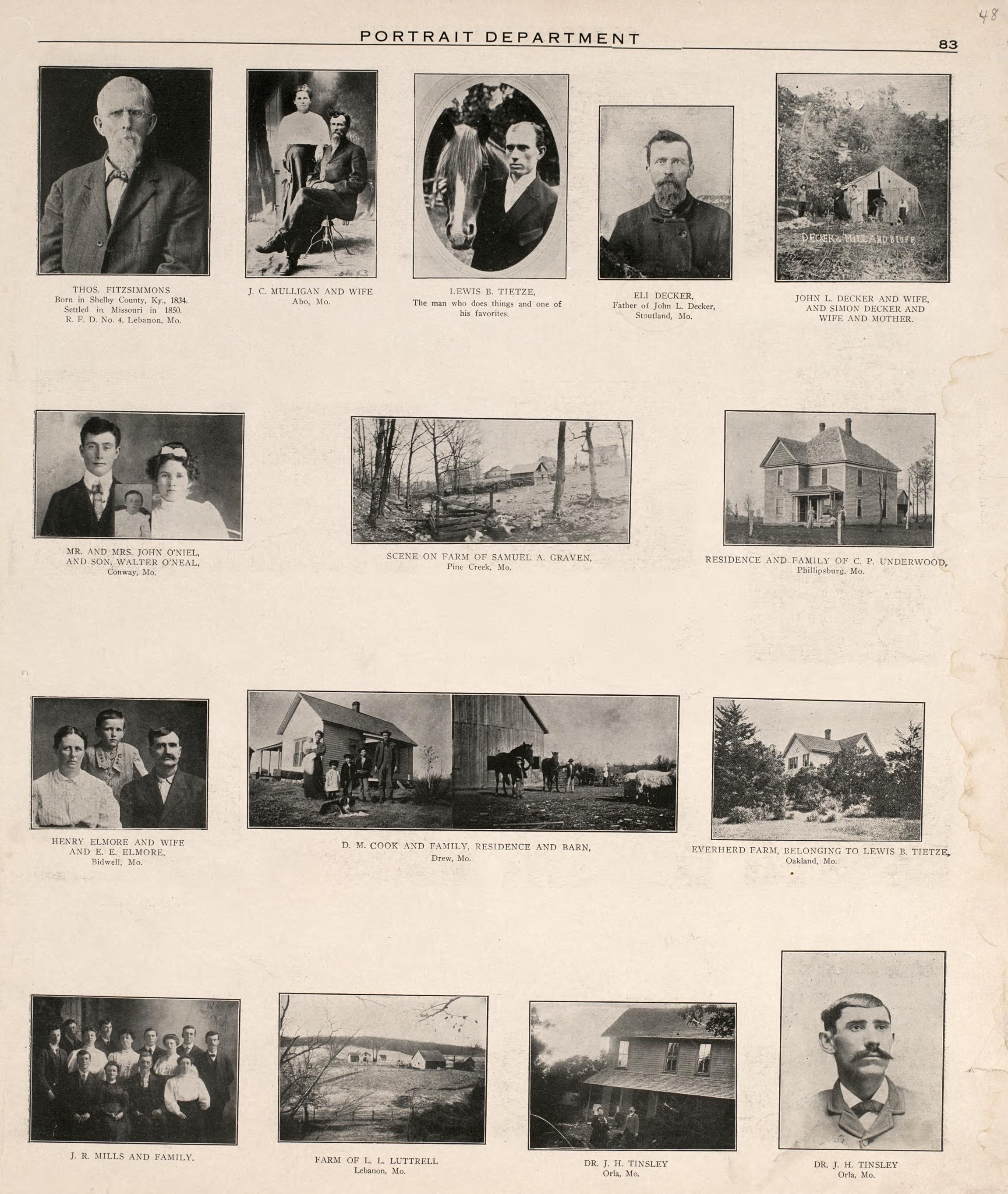 Portrait Department (continued) from Plat Book of La Clede County, Missouri : Containing Maps of Villages, Cities and Townships of the County, and of the State, United States and World : Also Portraits of Representative Citizens, … 1912 by Relic Map Company