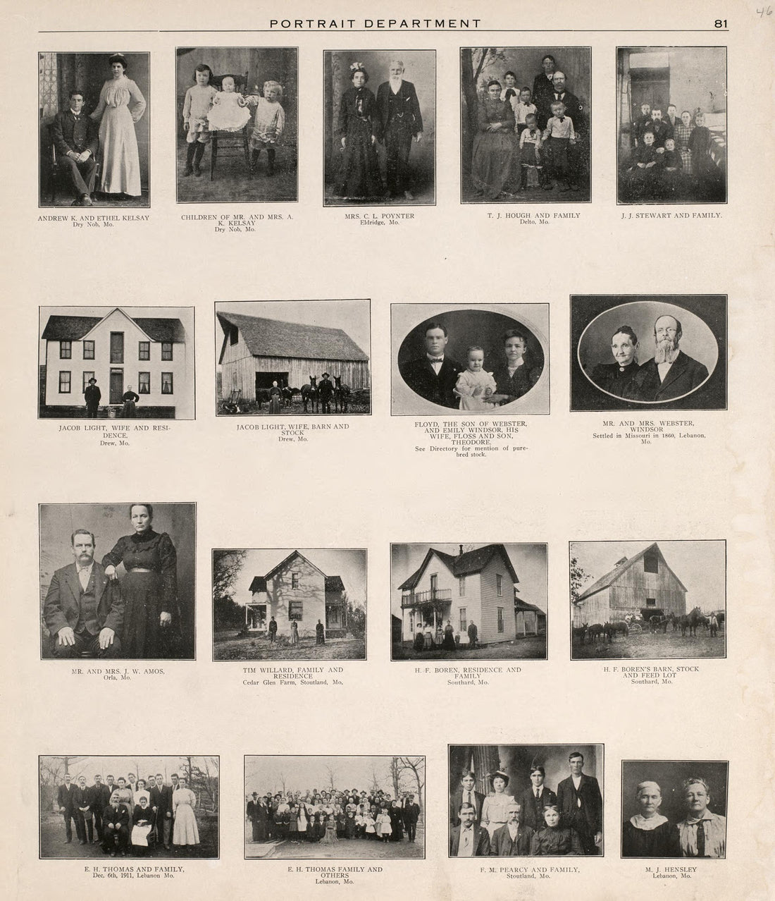 Portrait Department (continued) from Plat Book of La Clede County, Missouri : Containing Maps of Villages, Cities and Townships of the County, and of the State, United States and World : Also Portraits of Representative Citizens, … 1912 by Relic Map Company