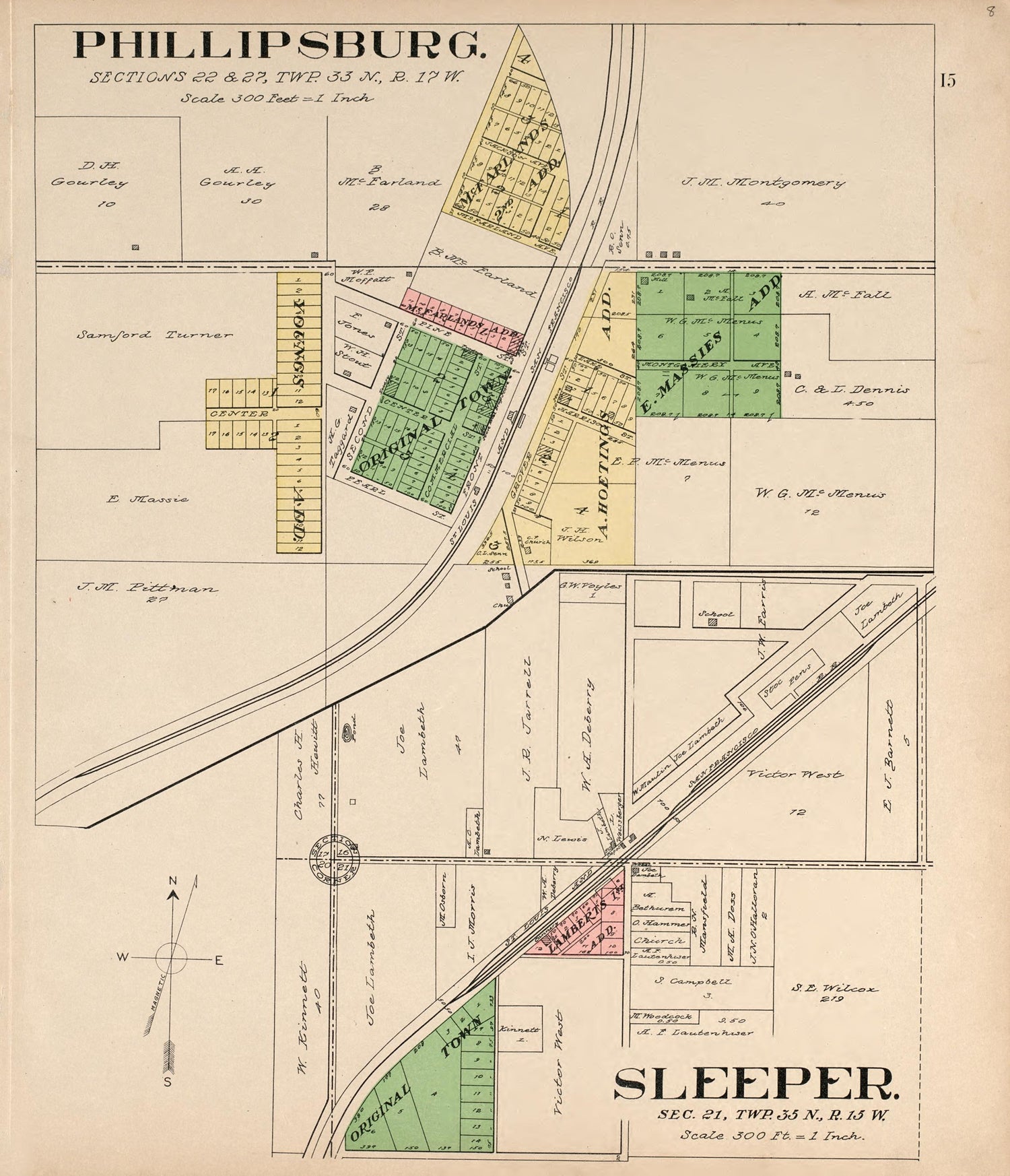 Phillipsburg and Sleeper from Plat Book of La Clede County, Missouri : Containing Maps of Villages, Cities and Townships of the County, and of the State, United States and World : Also Portraits of Representative Citizens, … 1912 by Relic Map Company
