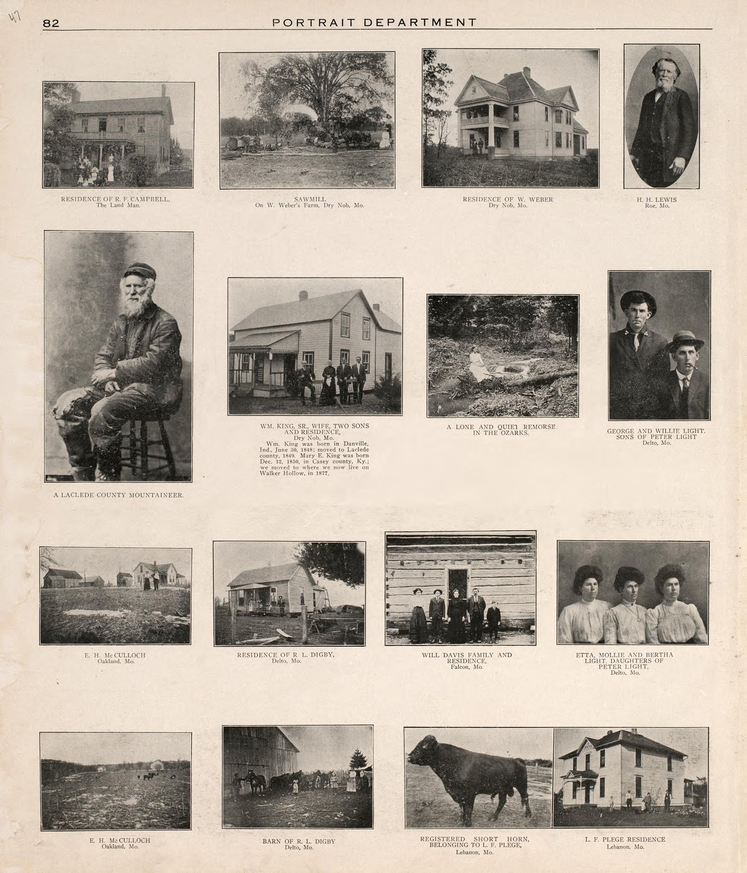 Portrait Department (continued) from Plat Book of La Clede County, Missouri : Containing Maps of Villages, Cities and Townships of the County, and of the State, United States and World : Also Portraits of Representative Citizens, … 1912 by Relic Map Company