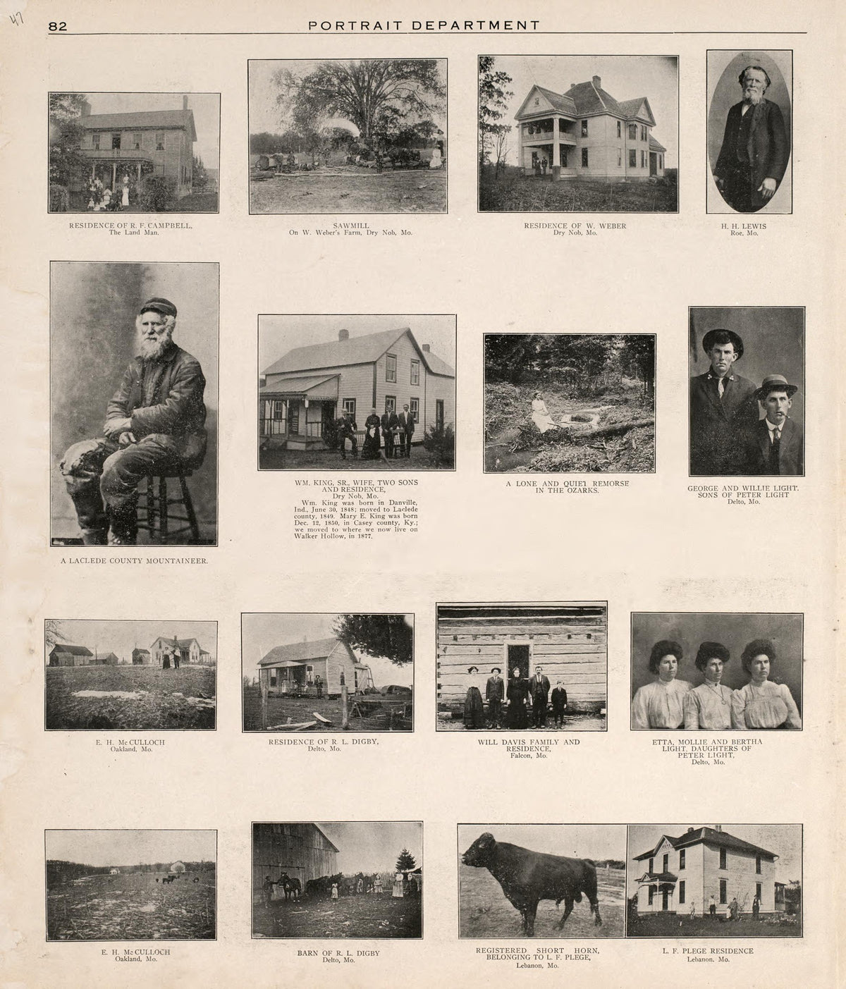 Portrait Department (continued) from Plat Book of La Clede County, Missouri : Containing Maps of Villages, Cities and Townships of the County, and of the State, United States and World : Also Portraits of Representative Citizens, … 1912 by Relic Map Company