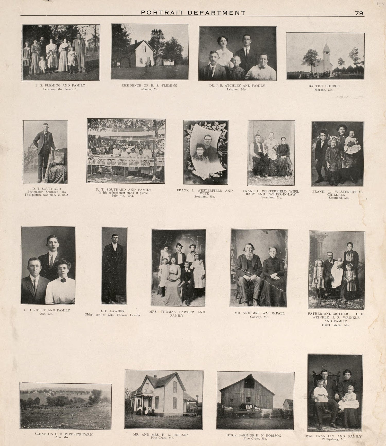 Portrait Department (continued) from Plat Book of La Clede County, Missouri : Containing Maps of Villages, Cities and Townships of the County, and of the State, United States and World : Also Portraits of Representative Citizens, … 1912 by Relic Map Company