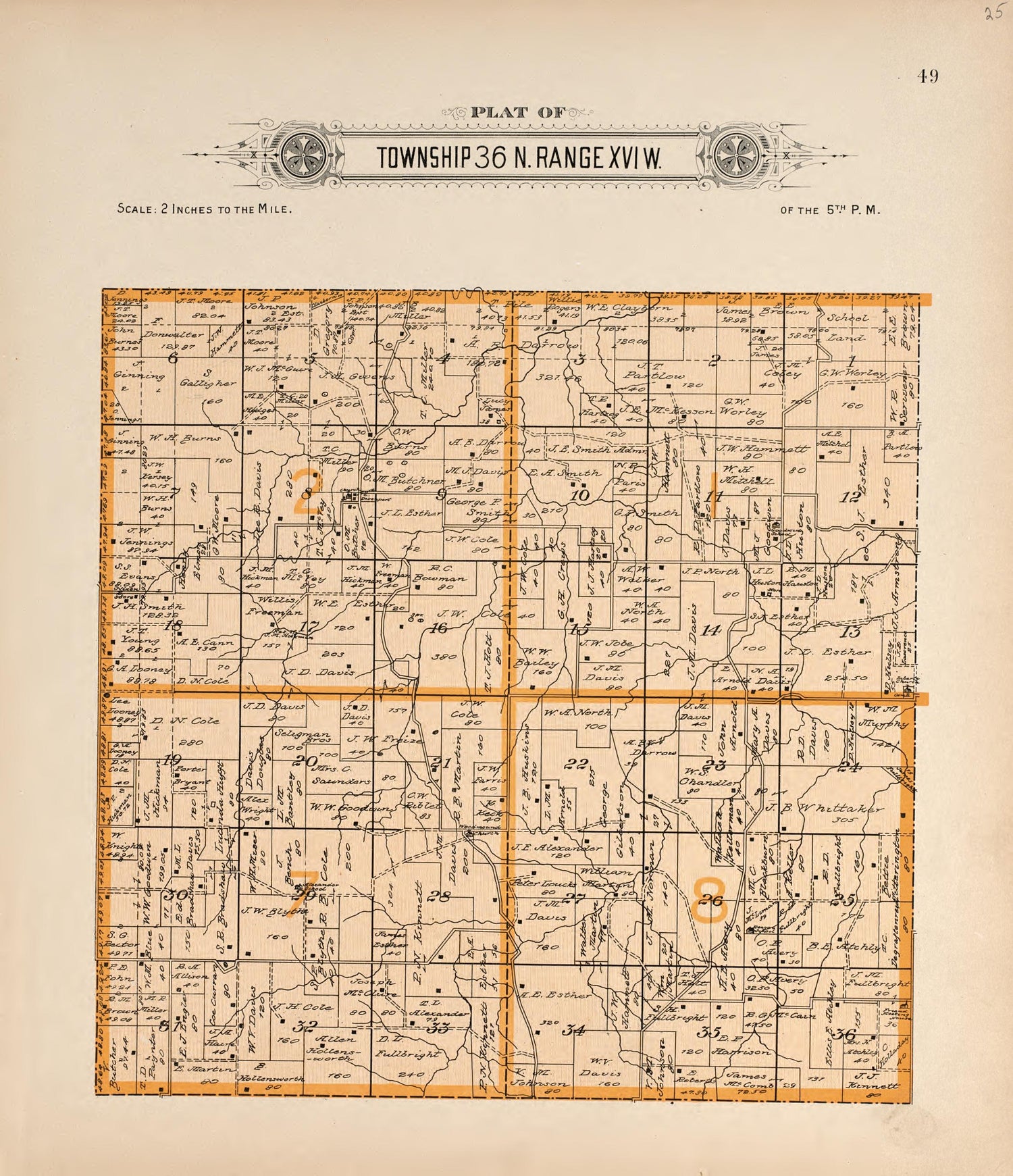 Township 36 N Range XVI W from Plat Book of La Clede County, Missouri : Containing Maps of Villages, Cities and Townships of the County, and of the State, United States and World : Also Portraits of Representative Citizens, … 1912 by Relic Map Company