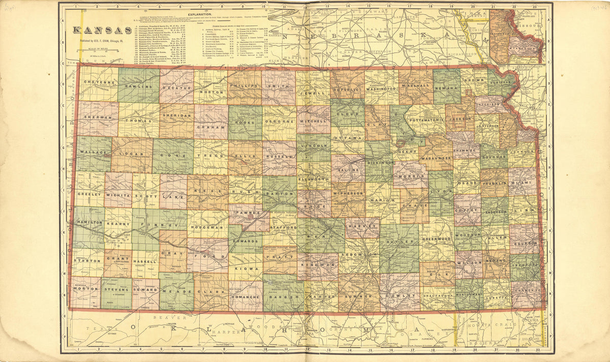 Map of Kansas from Plat Book of Finney County, Kansas : Containing Maps of Villages, Cities and Townships of the County, and of the State, United States and World : Also Portraits of Representative Citizens, Old … 1911 by Relic Map Company