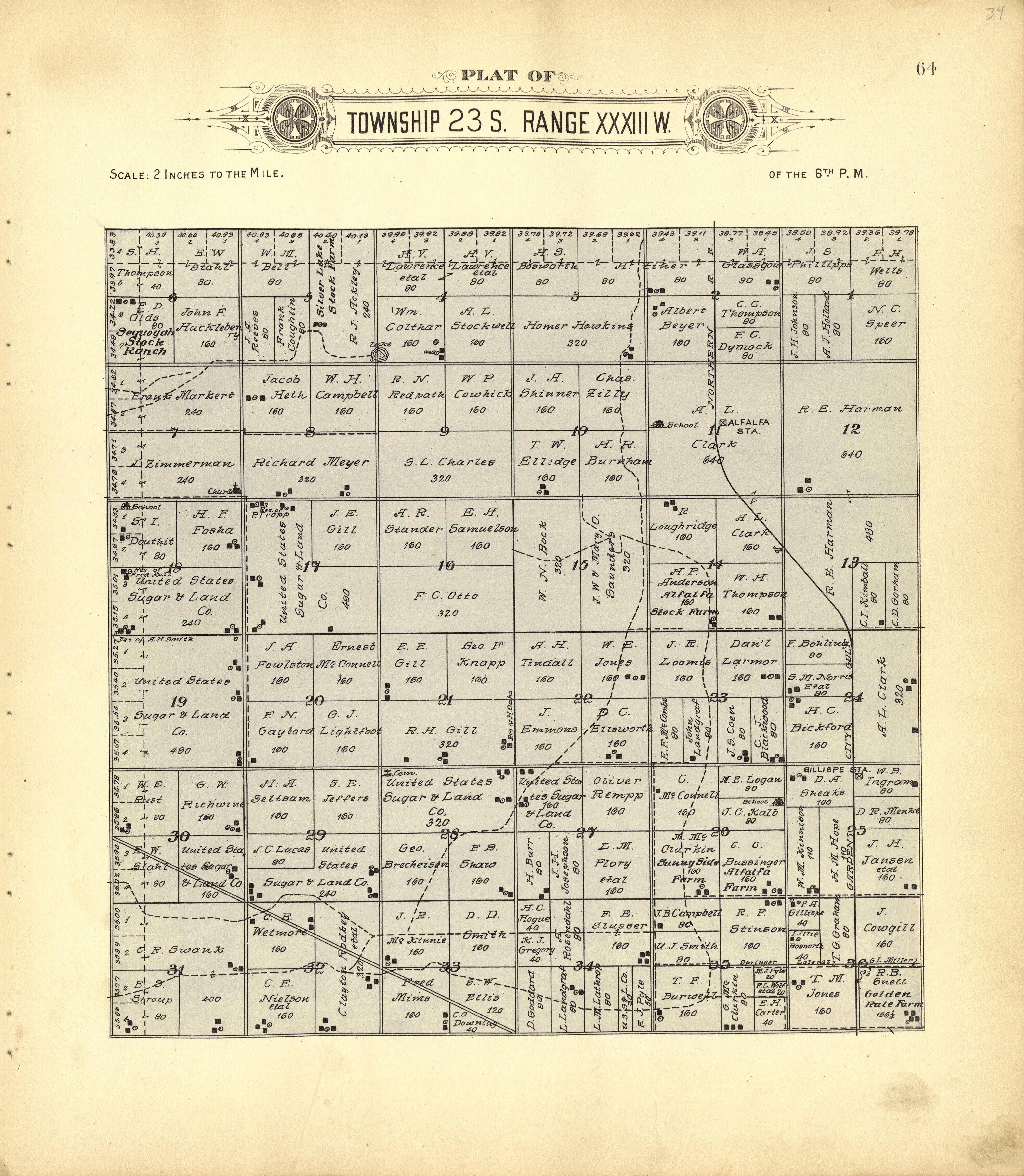 This old map of Finney County, Kansas,  was created by Western Publishing Co. (Ashland, Kan.) in 1911