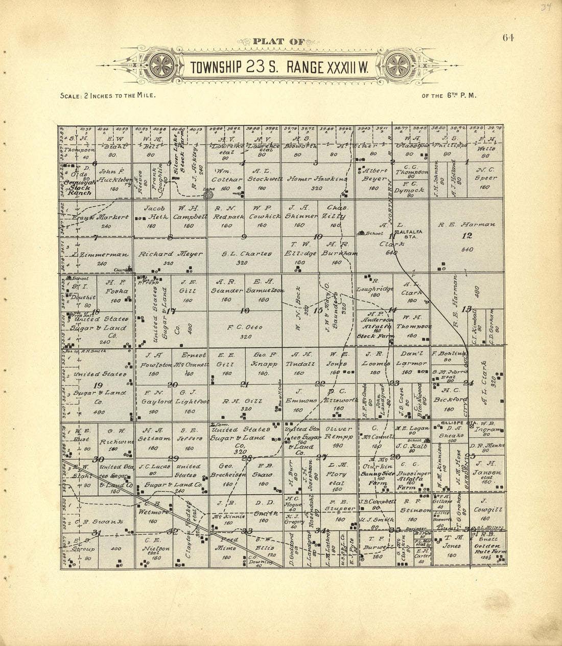 This old map of Finney County, Kansas,  was created by Western Publishing Co. (Ashland, Kan.) in 1911
