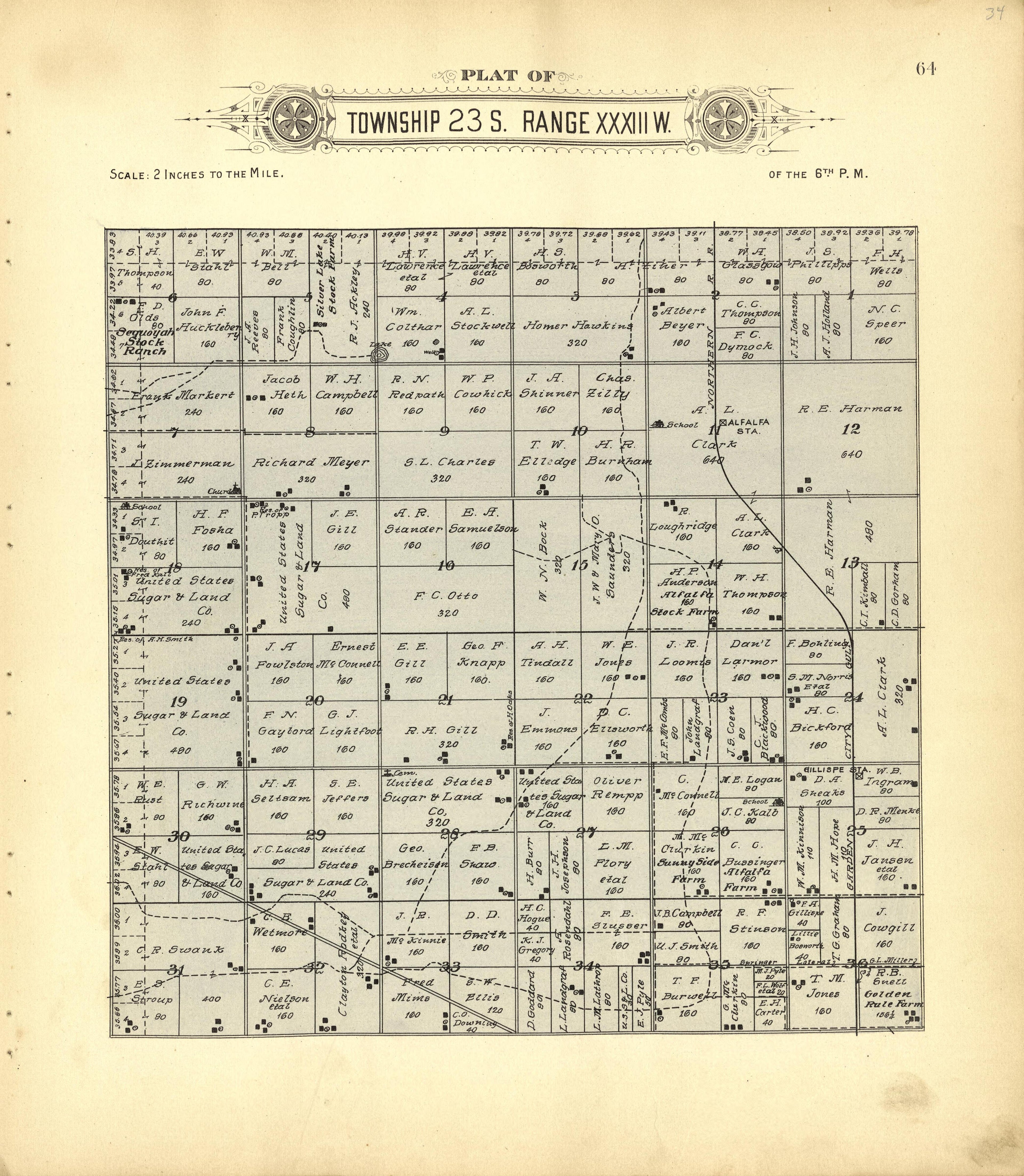 This old map of Finney County, Kansas,  was created by Western Publishing Co. (Ashland, Kan.) in 1911