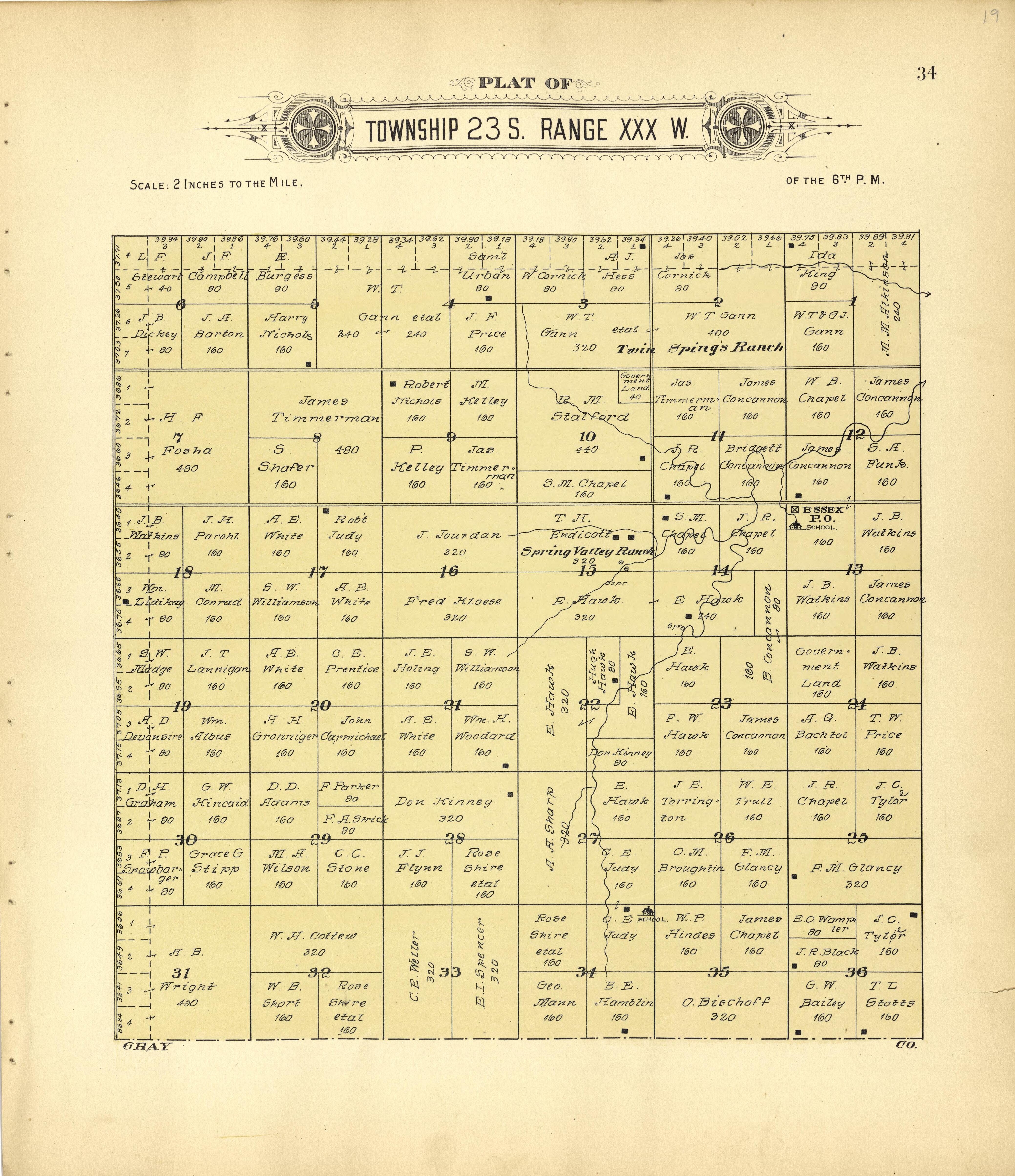 This old map of Finney County, Kansas,  was created by Western Publishing Co. (Ashland, Kan.) in 1911