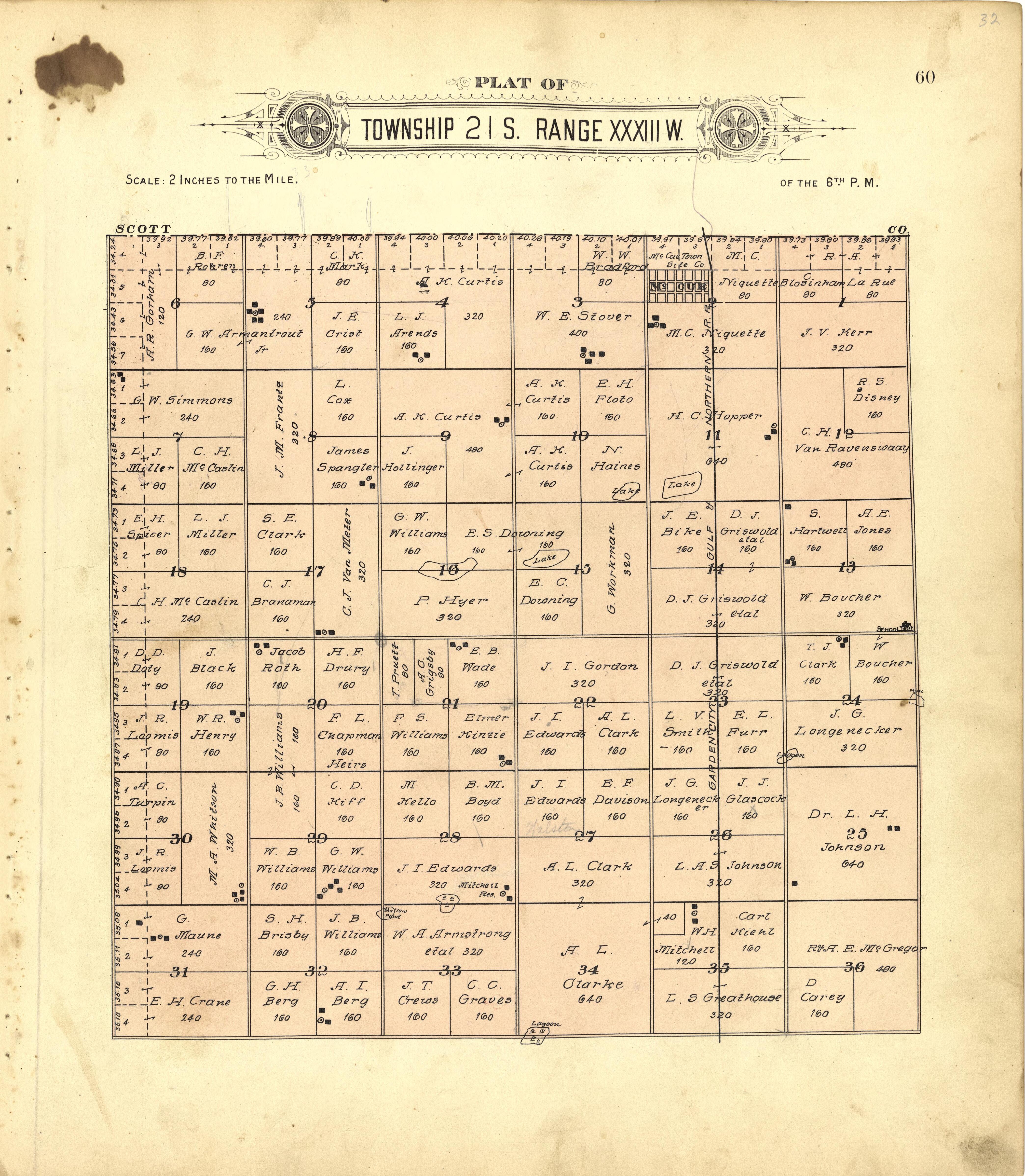 This old map of Finney County, Kansas,  was created by Western Publishing Co. (Ashland, Kan.) in 1911