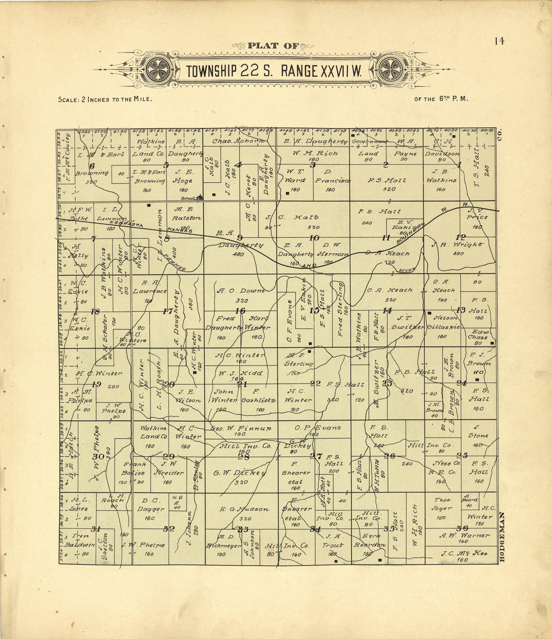 This old map of Finney County, Kansas,  was created by Western Publishing Co. (Ashland, Kan.) in 1911
