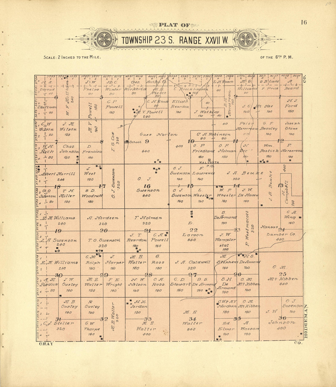 This old map of Finney County, Kansas,  was created by Western Publishing Co. (Ashland, Kan.) in 1911