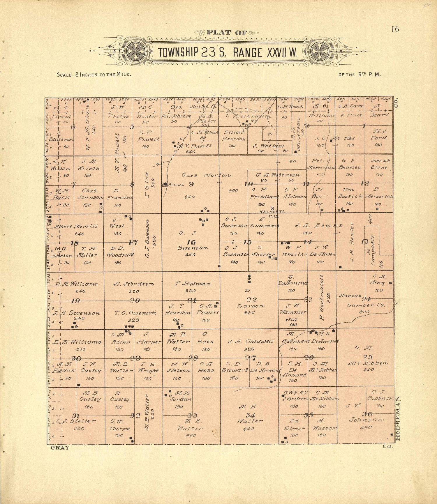 This old map of Finney County, Kansas,  was created by Western Publishing Co. (Ashland, Kan.) in 1911