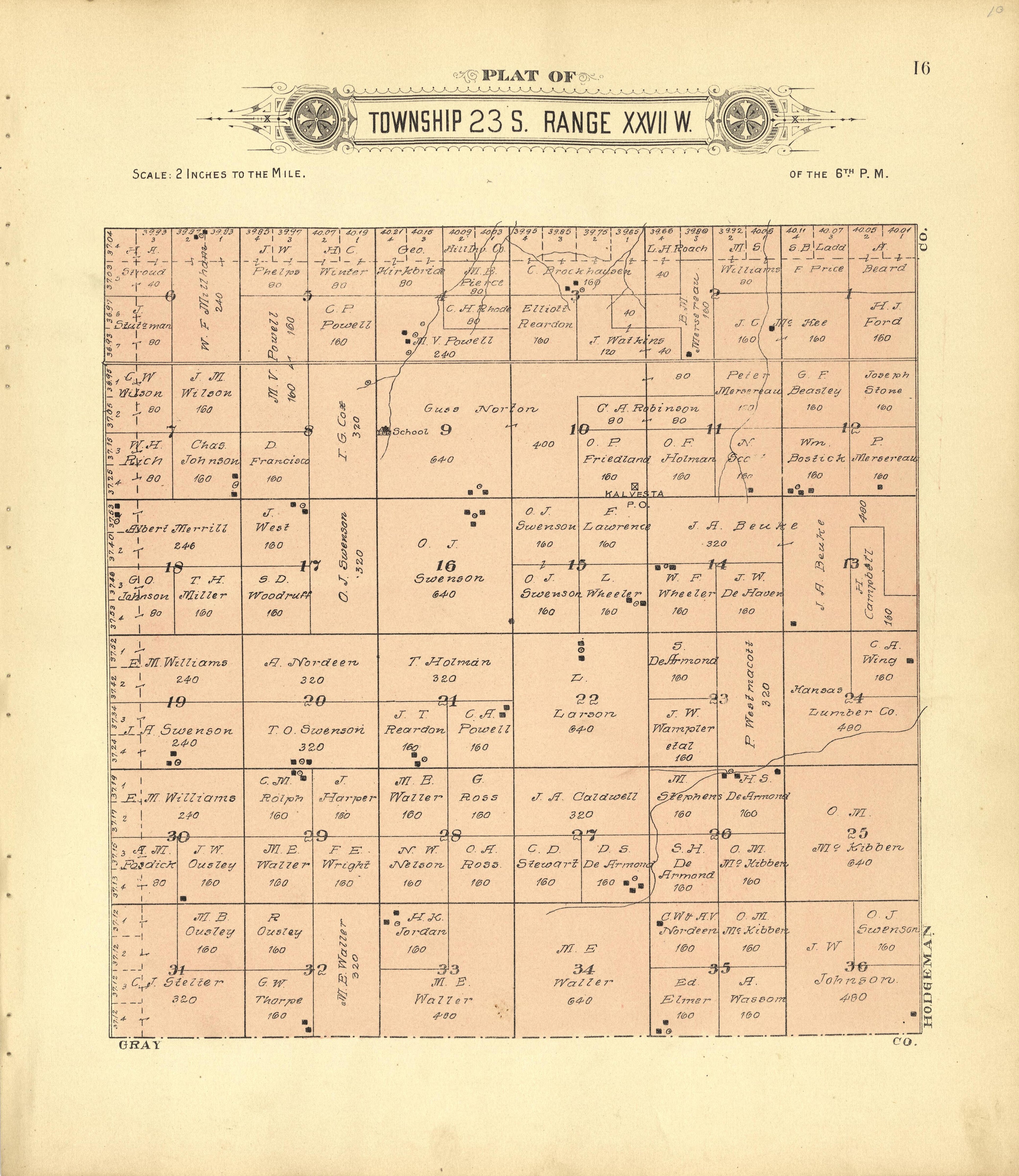 This old map of Finney County, Kansas,  was created by Western Publishing Co. (Ashland, Kan.) in 1911