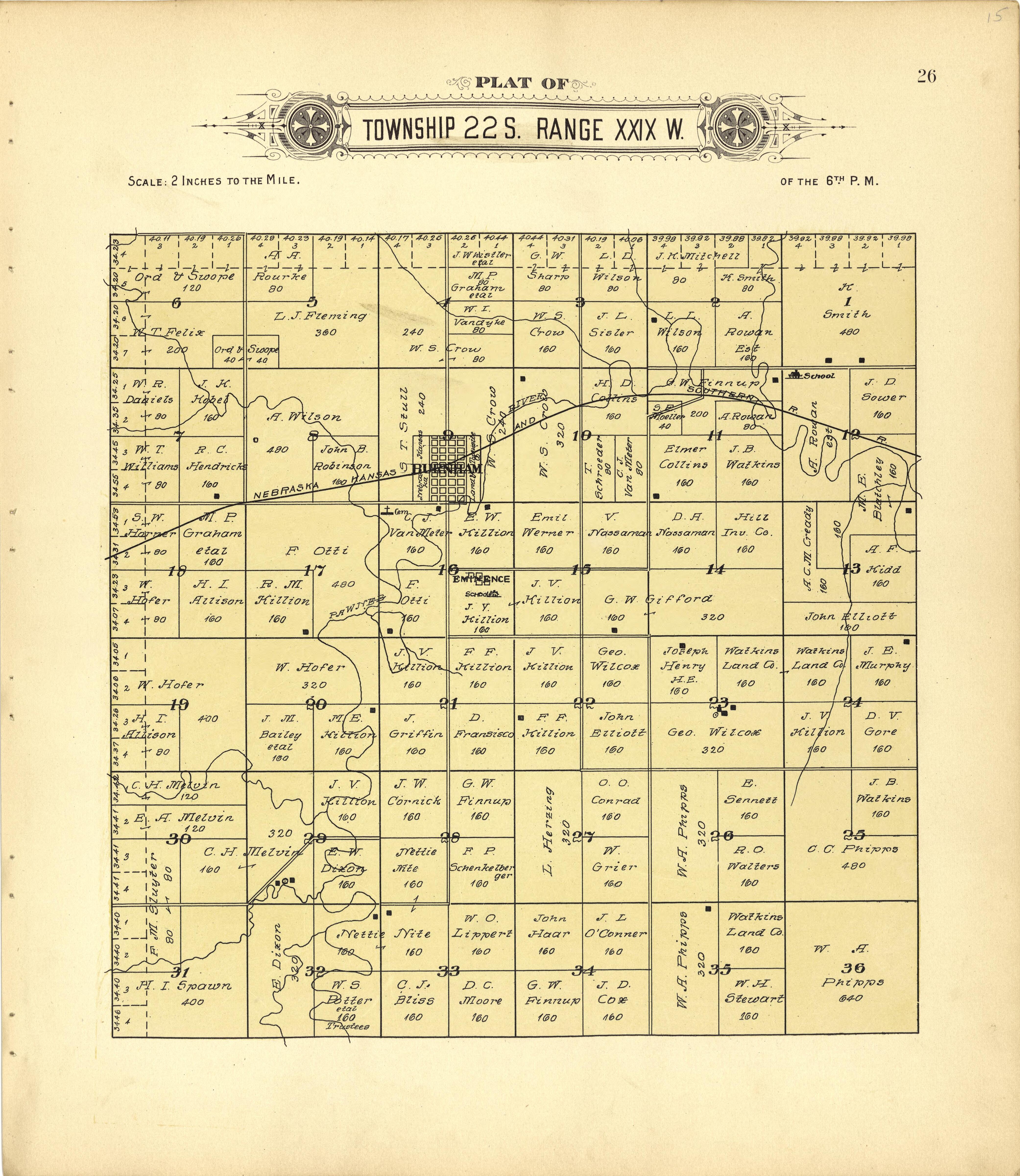This old map of Finney County, Kansas,  was created by Western Publishing Co. (Ashland, Kan.) in 1911