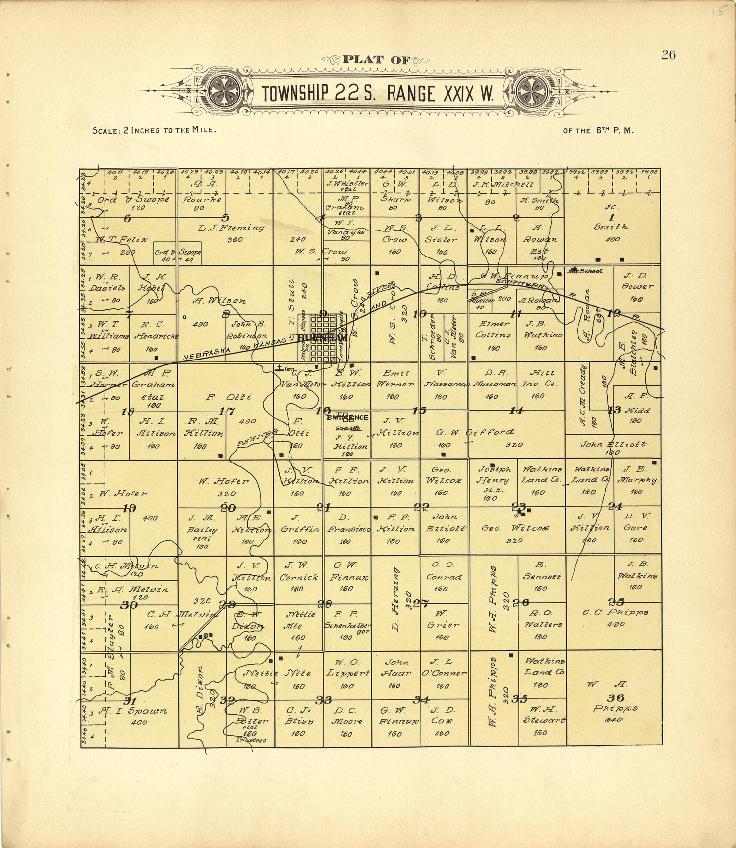 This old map of Finney County, Kansas,  was created by Western Publishing Co. (Ashland, Kan.) in 1911