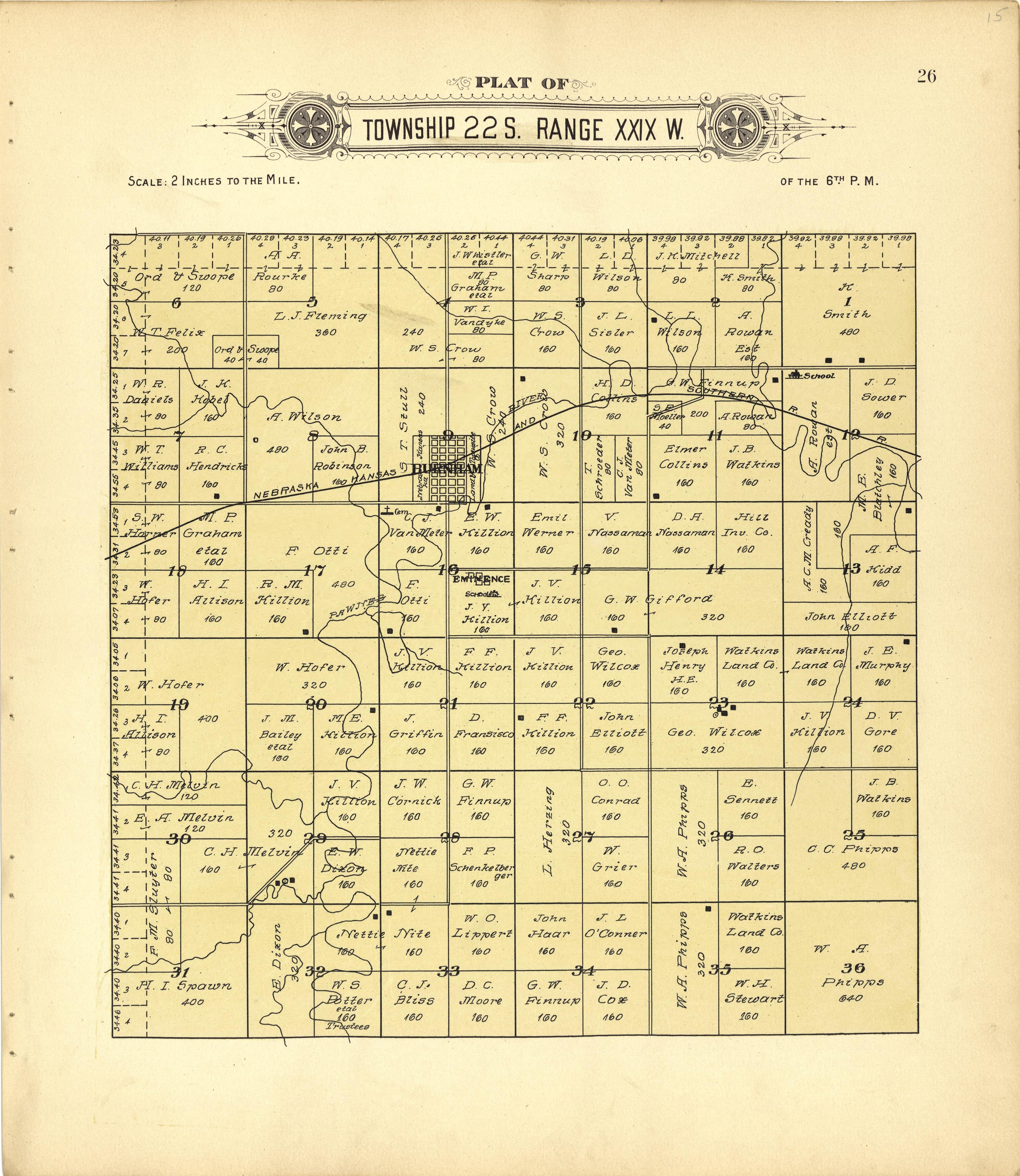 This old map of Finney County, Kansas,  was created by Western Publishing Co. (Ashland, Kan.) in 1911