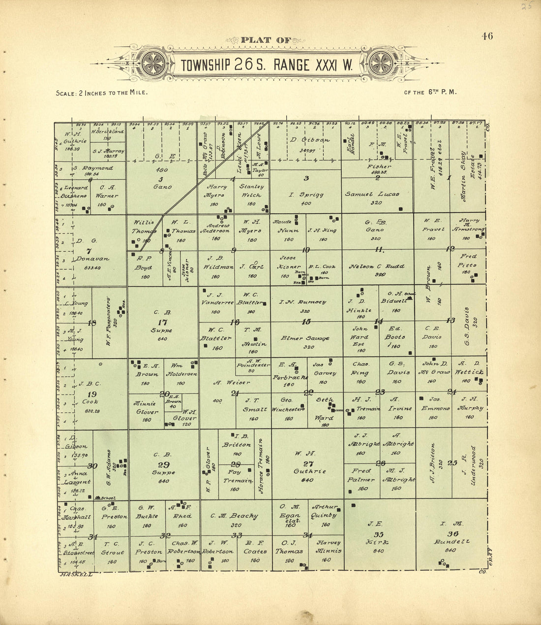 This old map of Finney County, Kansas,  was created by Western Publishing Co. (Ashland, Kan.) in 1911