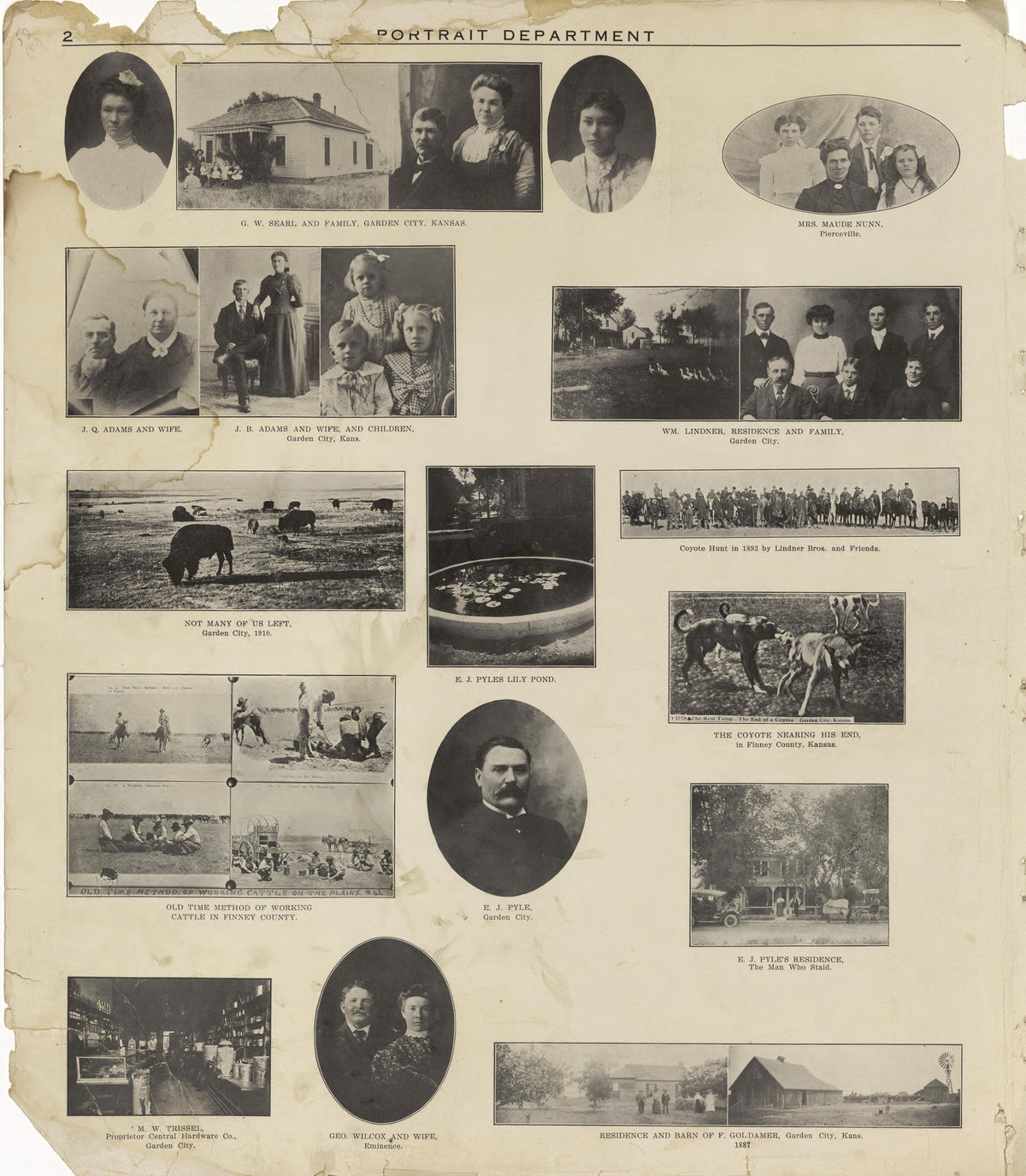 Portrait Department - Continued from Plat Book of Finney County, Kansas : Containing Maps of Villages, Cities and Townships of the County, and of the State, United States and World : Also Portraits of Representative Citizens, Old … 1911 by Relic Map Company