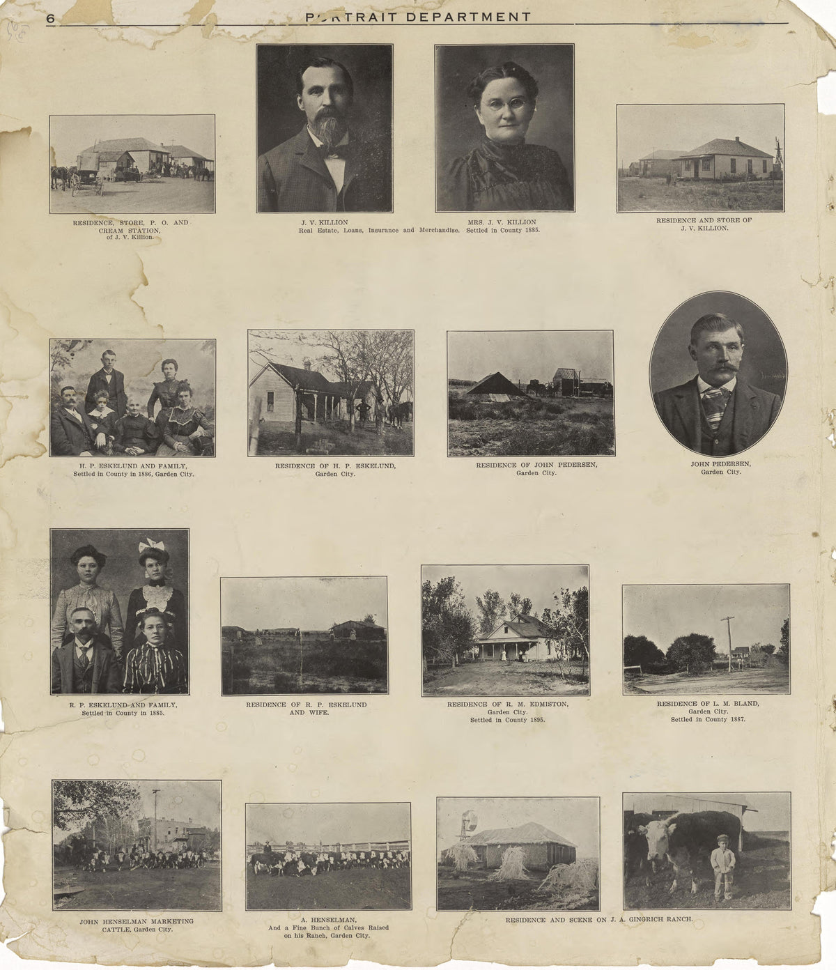 Portrait Department - Continued from Plat Book of Finney County, Kansas : Containing Maps of Villages, Cities and Townships of the County, and of the State, United States and World : Also Portraits of Representative Citizens, Old … 1911 by Relic Map Company