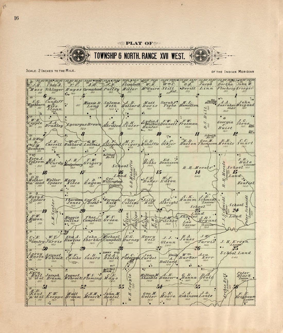Township 6 North Range XVII West from Plat Book of Kiowa County, Oklahoma : Containing Maps of Villages, Cities and Townships of the County and of the State, United States and World : Also Portraits of Representative Citizens, Old … 1913 by Relic Map Company