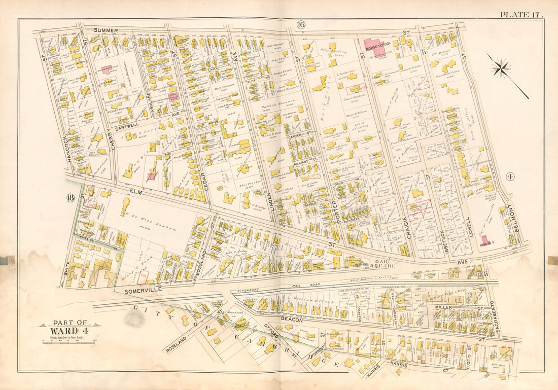 Part of Ward 4 - Plate 17 from Atlas of the City of Somerville, Massachusetts : from Actual Surveys and Official Plans 1895 by Relic Map Company
