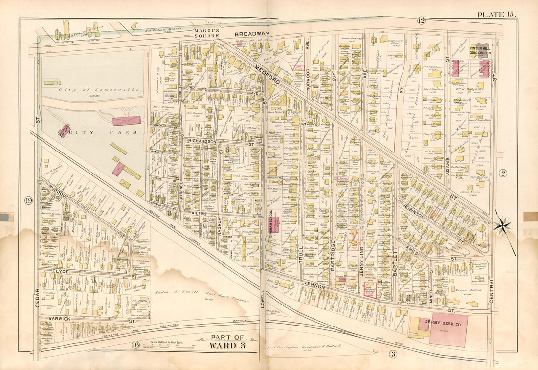 Part of Ward 3 - Plate 15 from Atlas of the City of Somerville, Massachusetts : from Actual Surveys and Official Plans 1895 by Relic Map Company