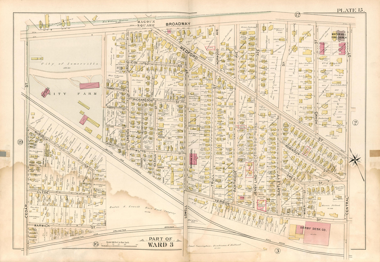 Part of Ward 3 - Plate 15 from Atlas of the City of Somerville, Massachusetts : from Actual Surveys and Official Plans 1895 by Relic Map Company