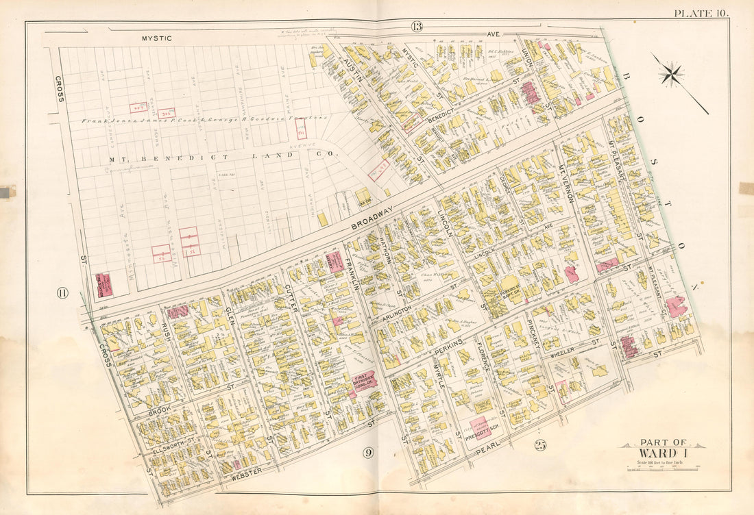 Part of Ward 1 - Plate 10 from Atlas of the City of Somerville, Massachusetts : from Actual Surveys and Official Plans 1895 by Relic Map Company