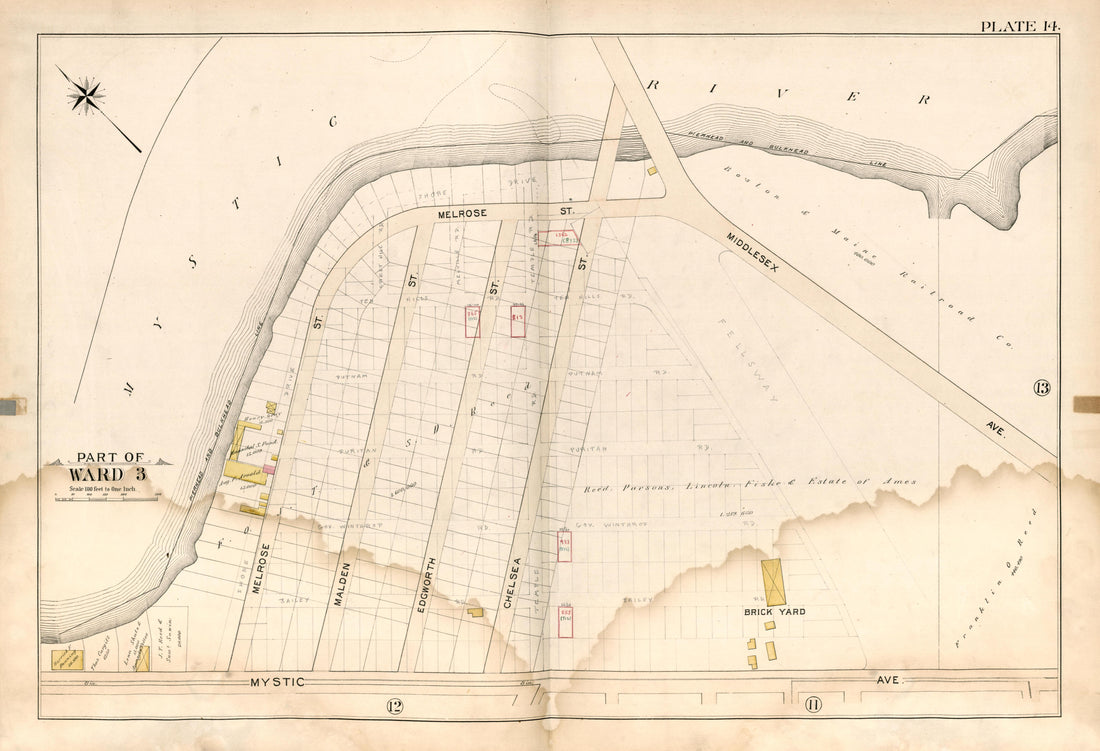 Part of Ward 3 - Plate 14 from Atlas of the City of Somerville, Massachusetts : from Actual Surveys and Official Plans 1895 by Relic Map Company