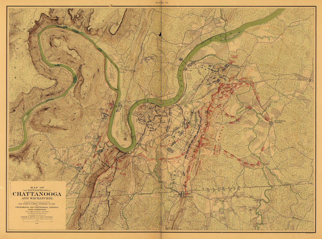 This old map of Chattanooga, Chickamauga, Georgia, Tennessee,  was created by United States. Chickamauga and Chattanooga National Park Commission in 1896