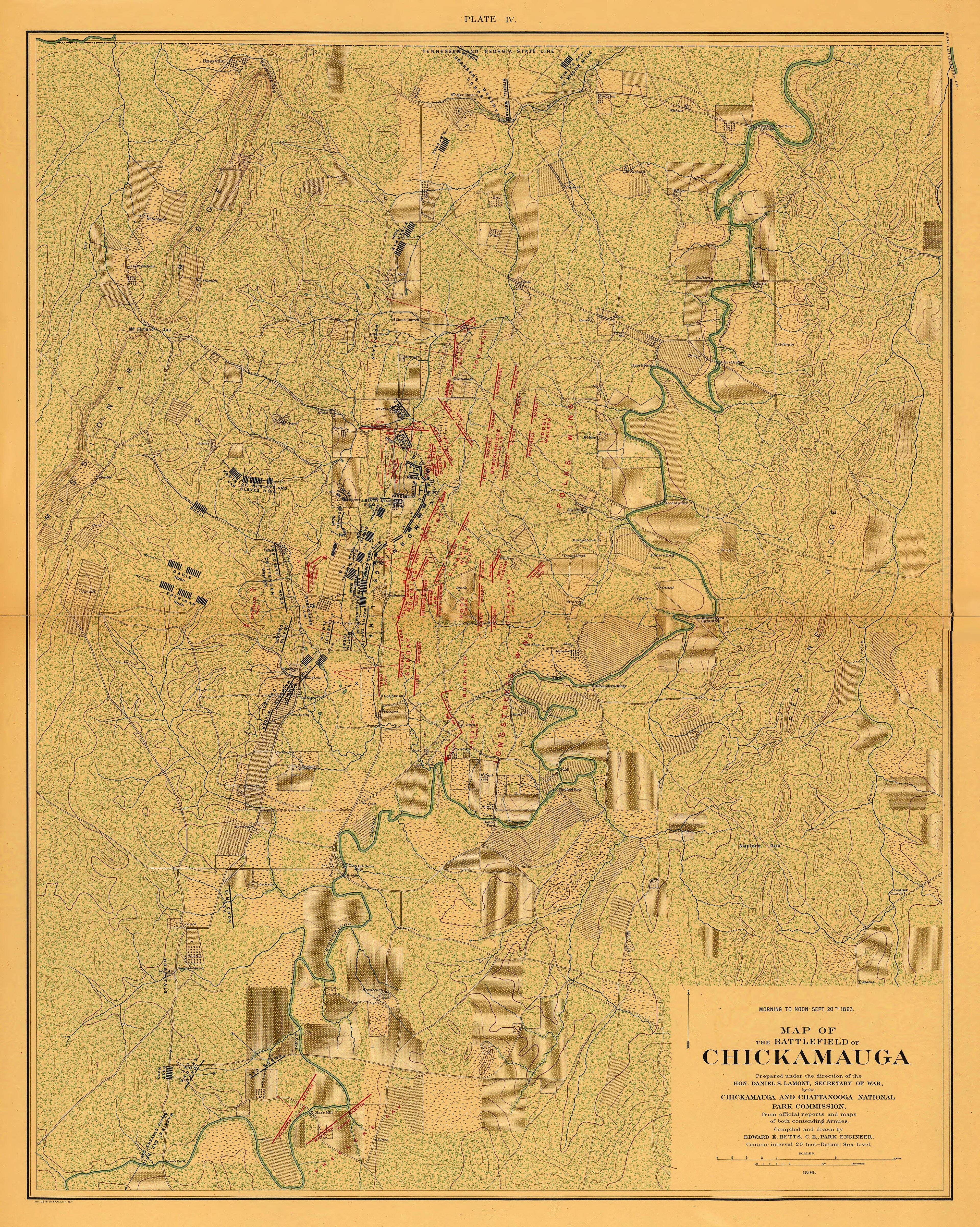 This old map of Chattanooga, Chickamauga, Georgia, Tennessee,  was created by United States. Chickamauga and Chattanooga National Park Commission in 1896
