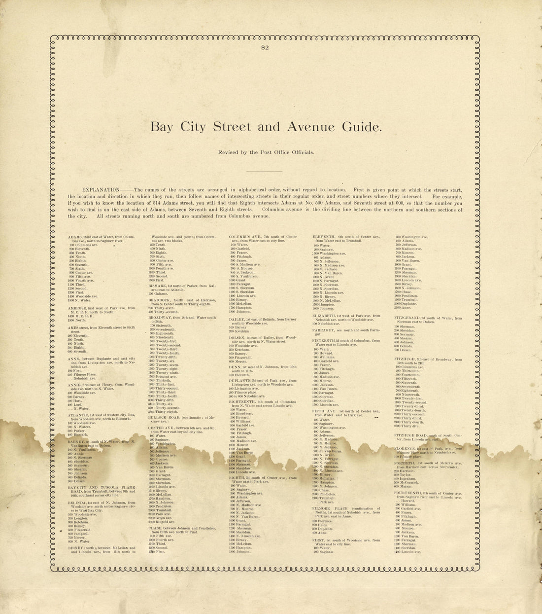 Bay City Street and Avenue Guide from the County of Bay, Michigan : Maps, History, Illustrations and Statistics 1896 by Relic Map Company