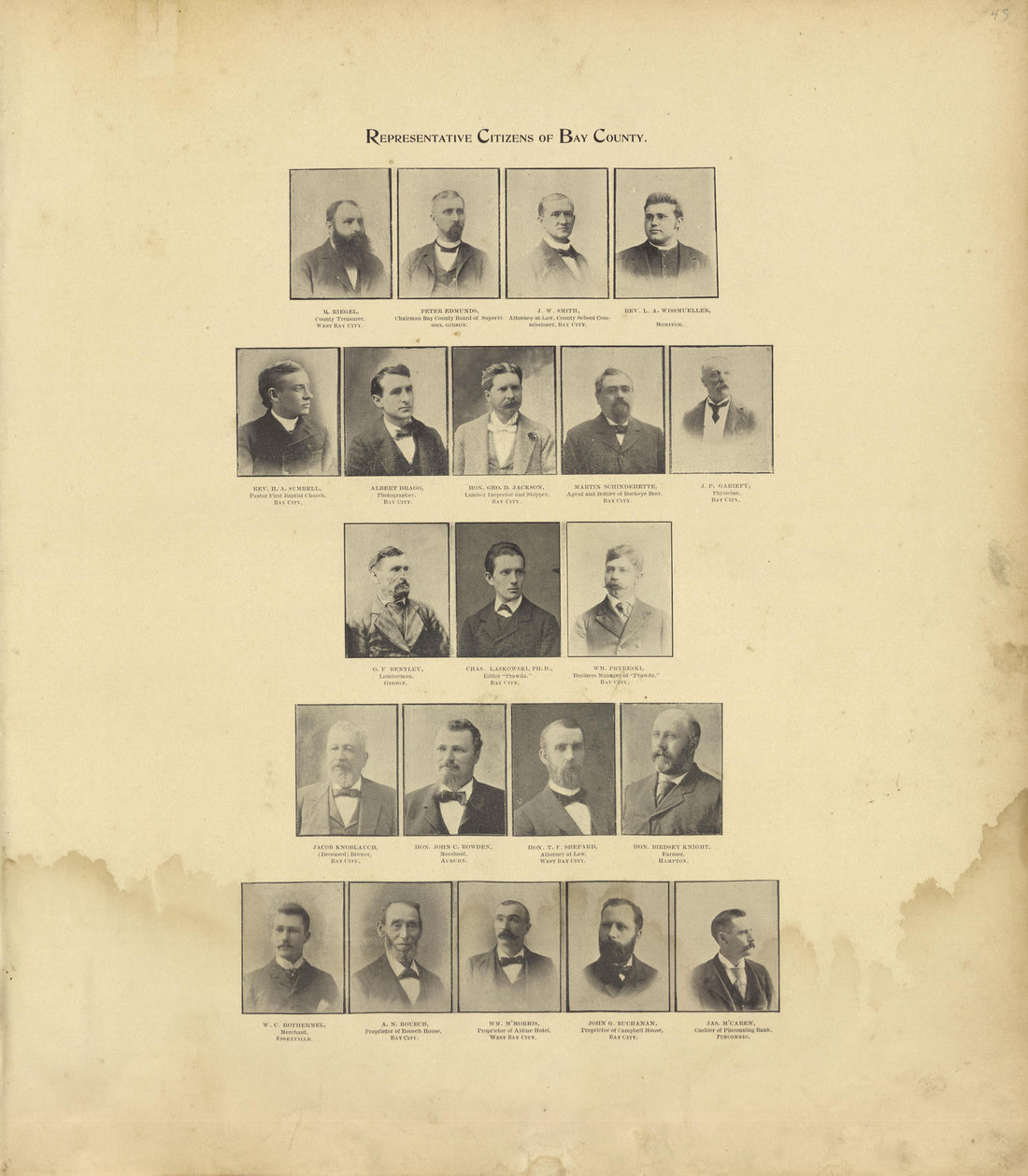 Representative Citizens of Bay County - Continued from the County of Bay, Michigan : Maps, History, Illustrations and Statistics 1896 by Relic Map Company