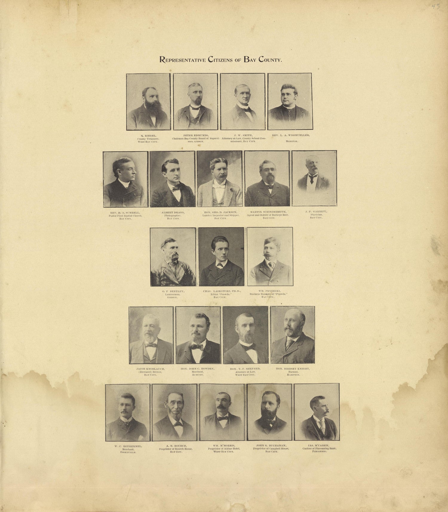 Representative Citizens of Bay County - Continued from the County of Bay, Michigan : Maps, History, Illustrations and Statistics 1896 by Relic Map Company