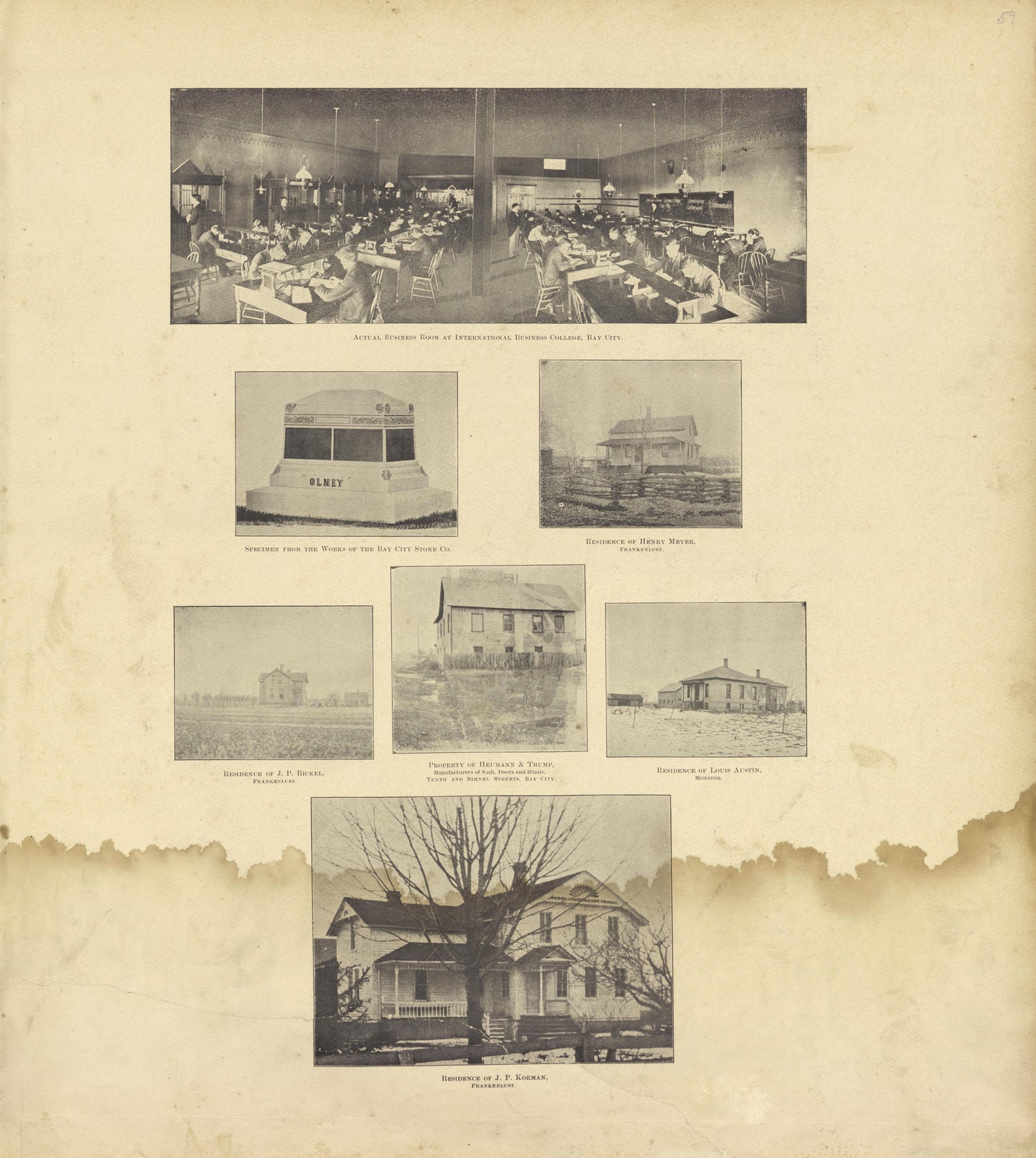 Residences and Businesses of Bay County from the County of Bay, Michigan : Maps, History, Illustrations and Statistics 1896 by Relic Map Company