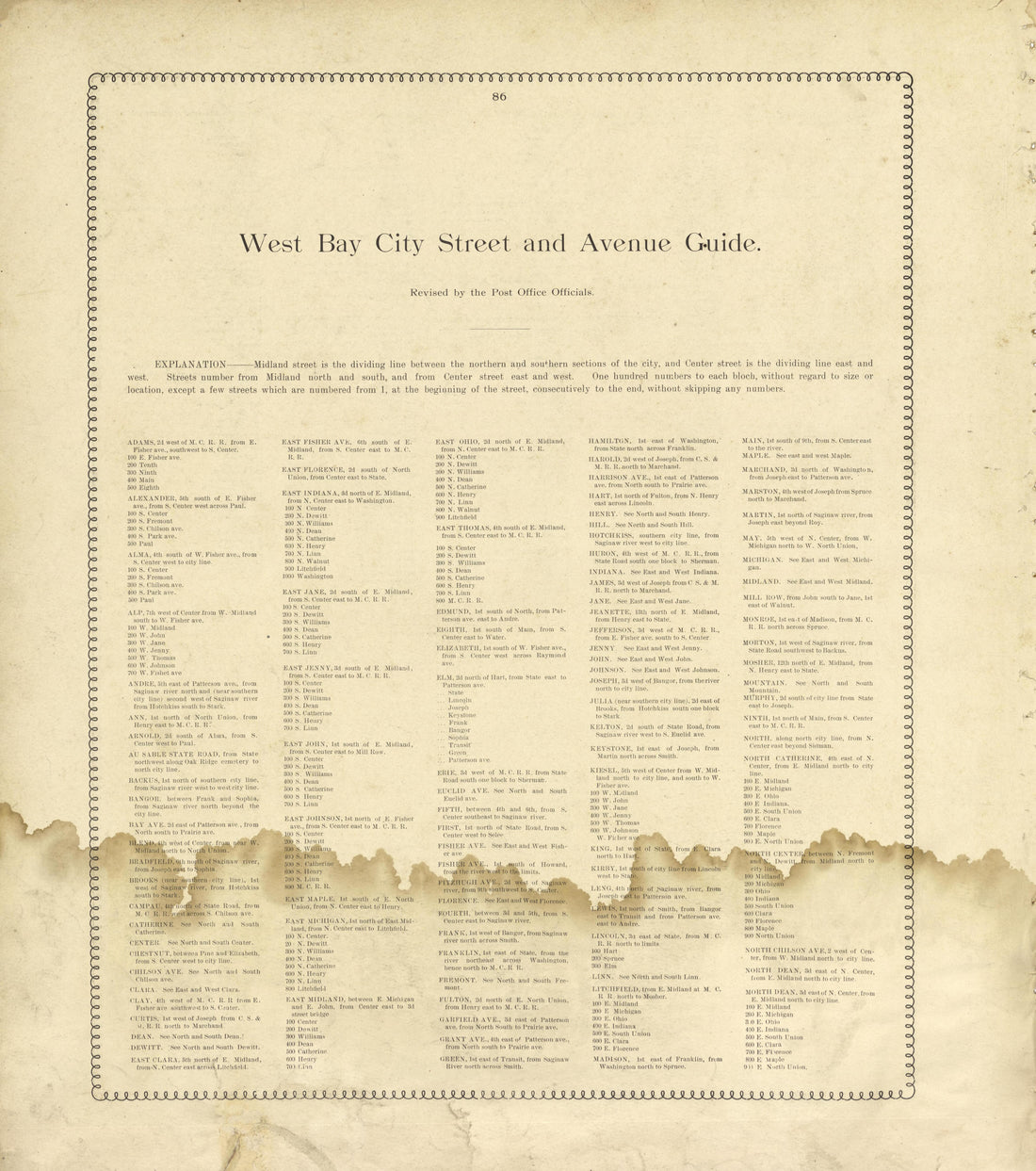 West Bay City Street and Avenue Guide from the County of Bay, Michigan : Maps, History, Illustrations and Statistics 1896 by Relic Map Company